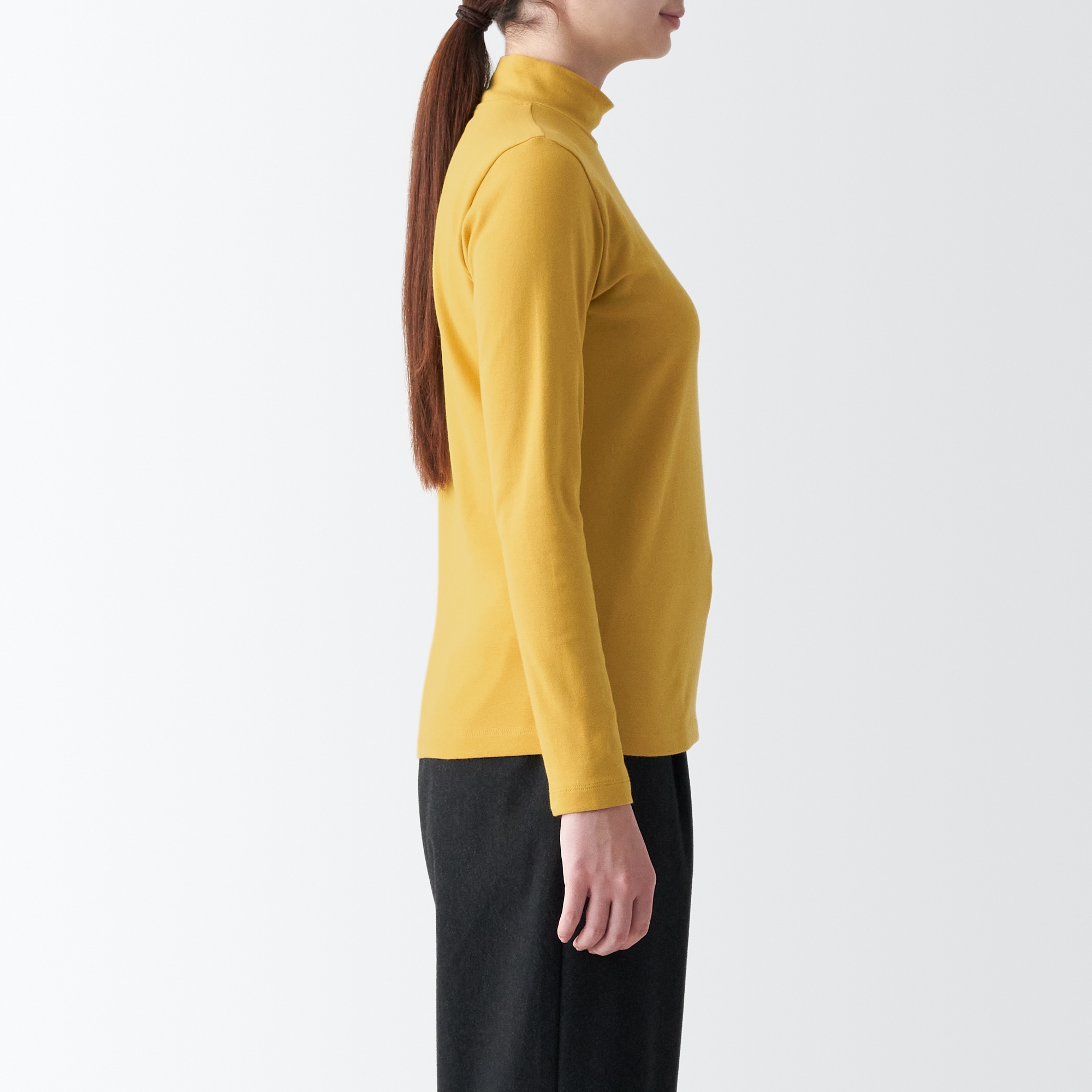 ストレッチフライス編みハイネック長袖Ｔシャツ