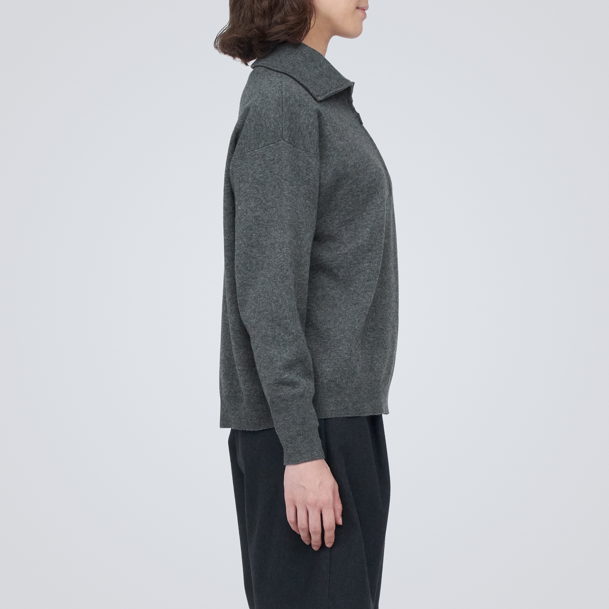 洗えるミラノリブ編みハーフジップセーター（婦人）