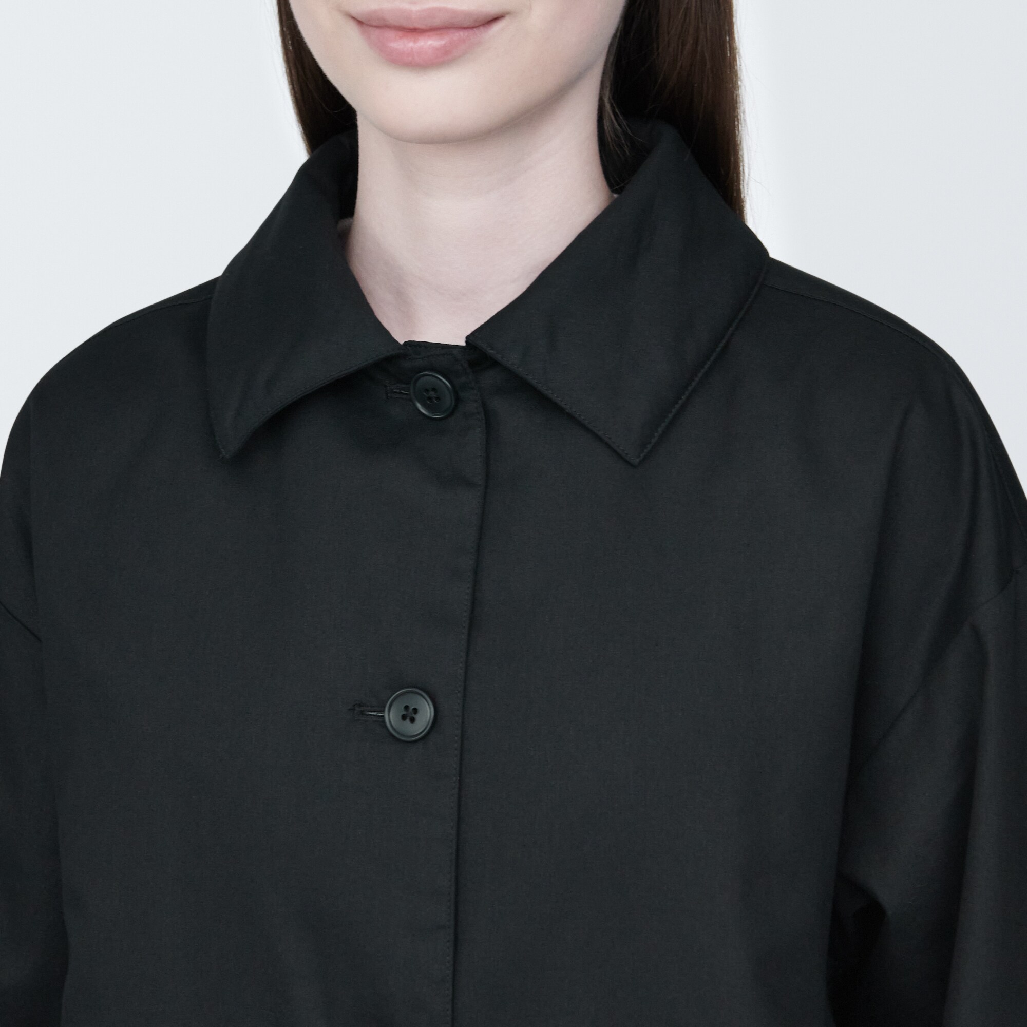 婦人　木の実から作ったカポック混中わたステンカラーコート