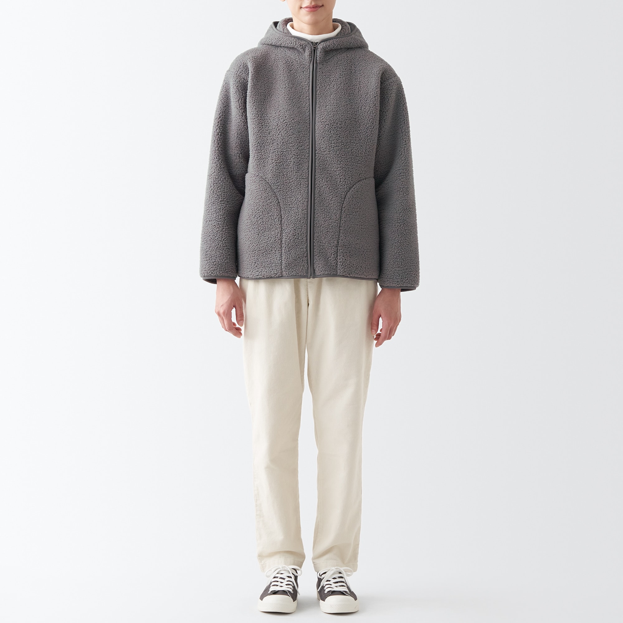 再生ポリエステルボアフリースパーカー