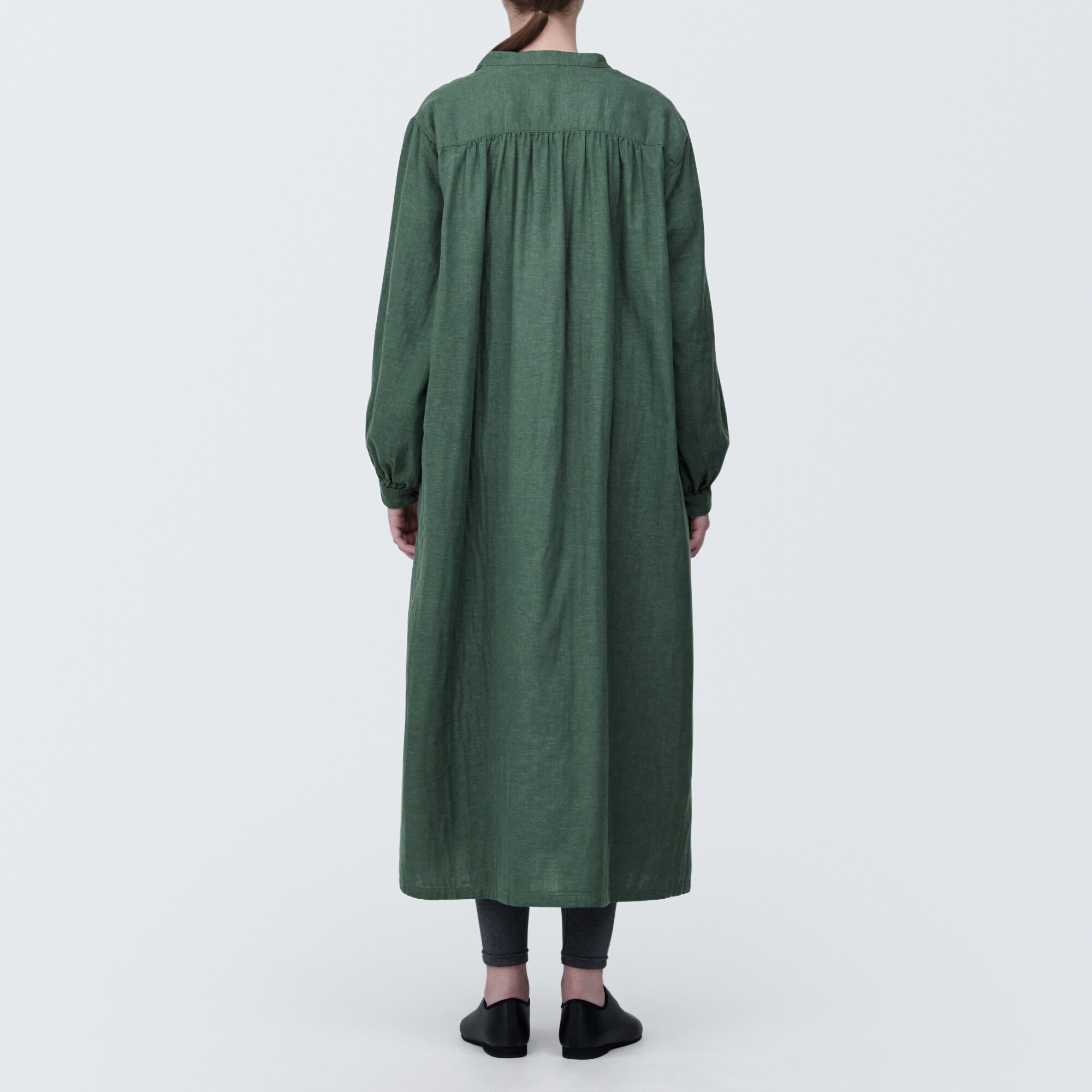 婦人　カポック混二重ガーゼ　長袖ワンピース