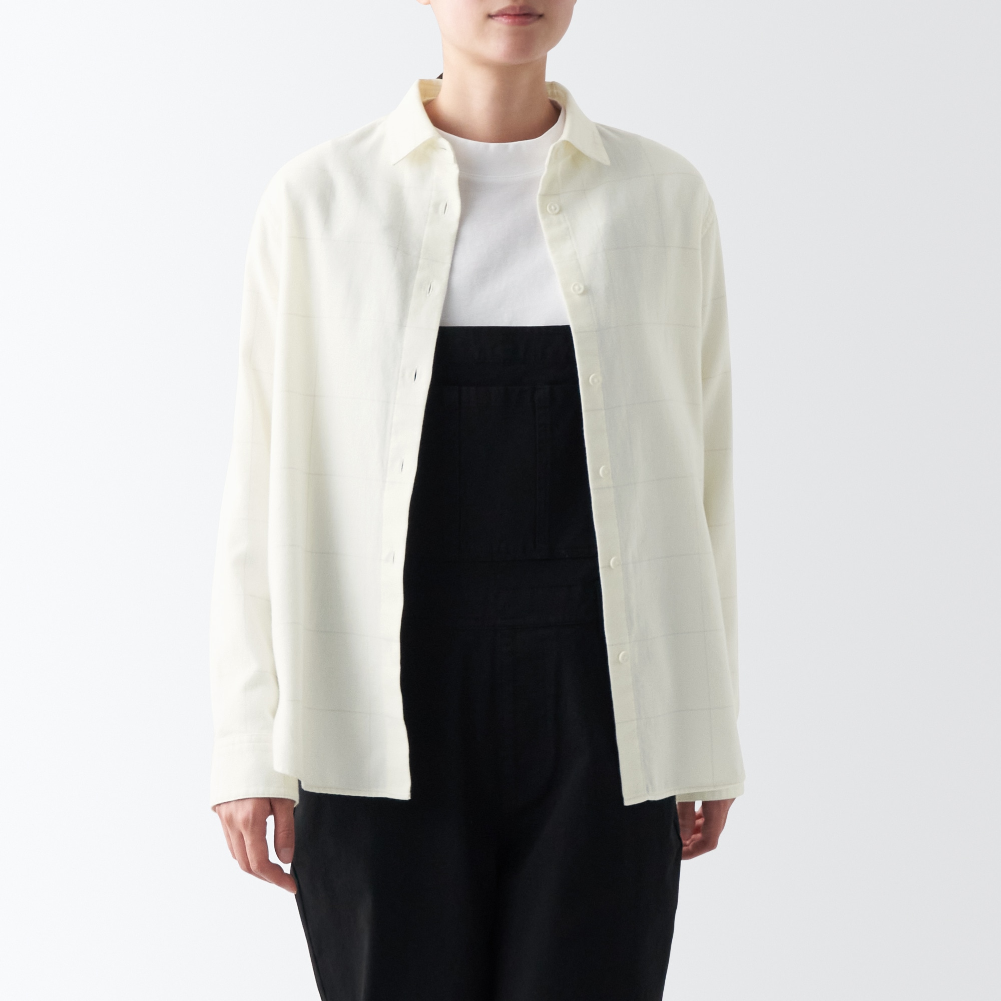 両面起毛フランネルレギュラーカラー長袖シャツ（婦人）