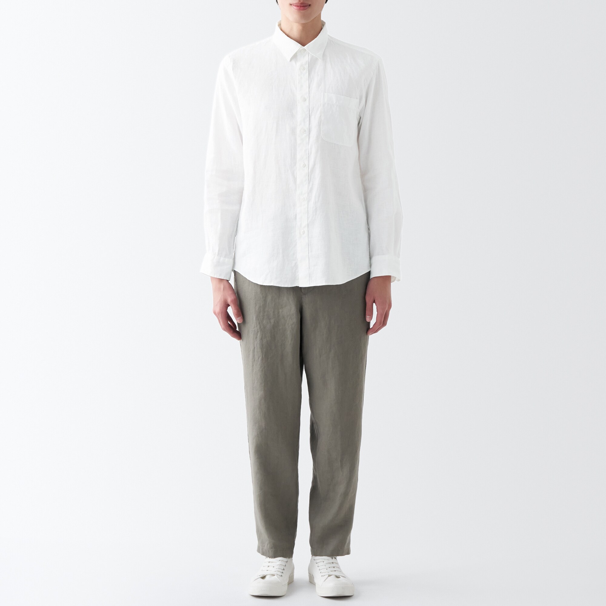 ヘンプ洗いざらし長袖シャツ