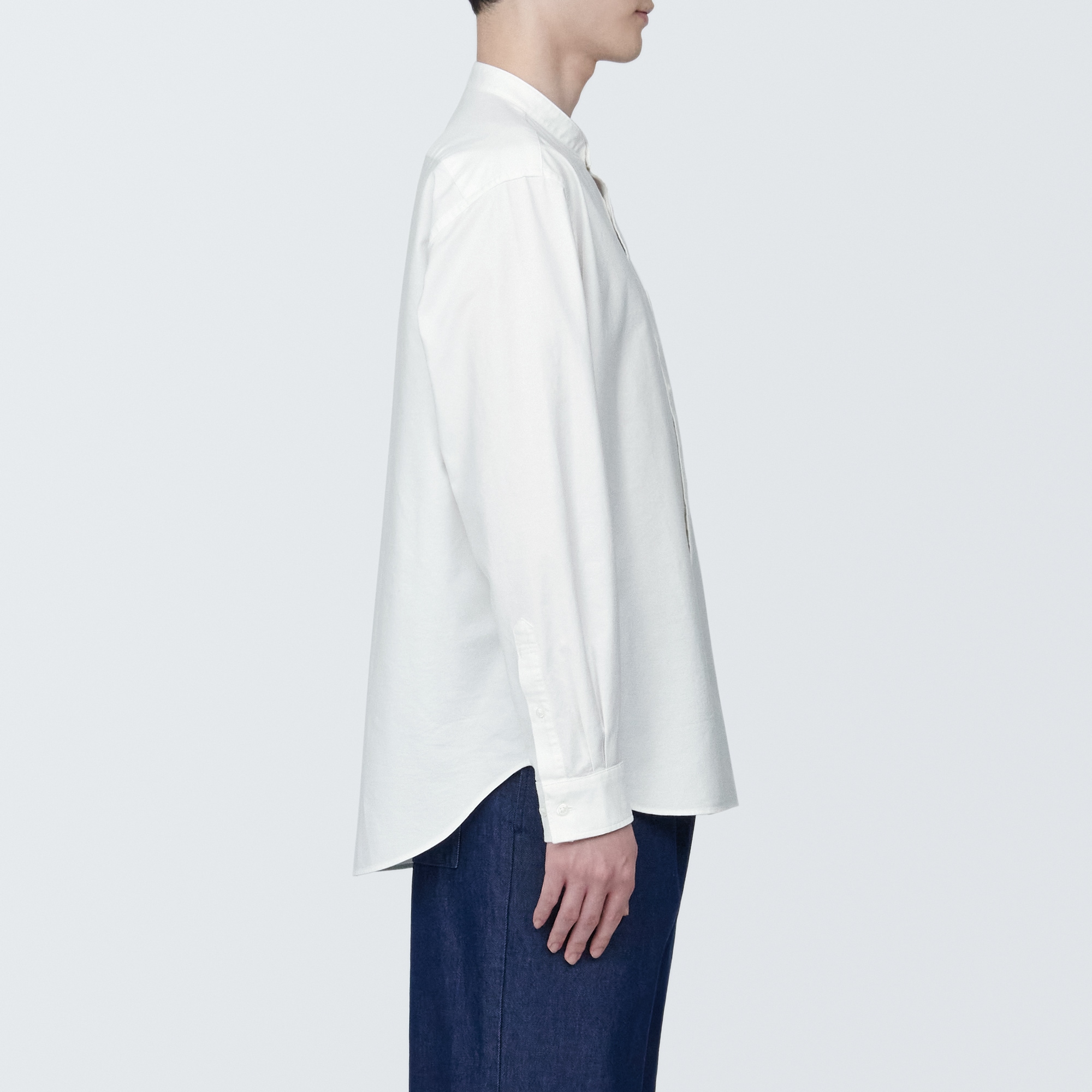 紳士　洗いざらしオックススタンドカラー長袖シャツ