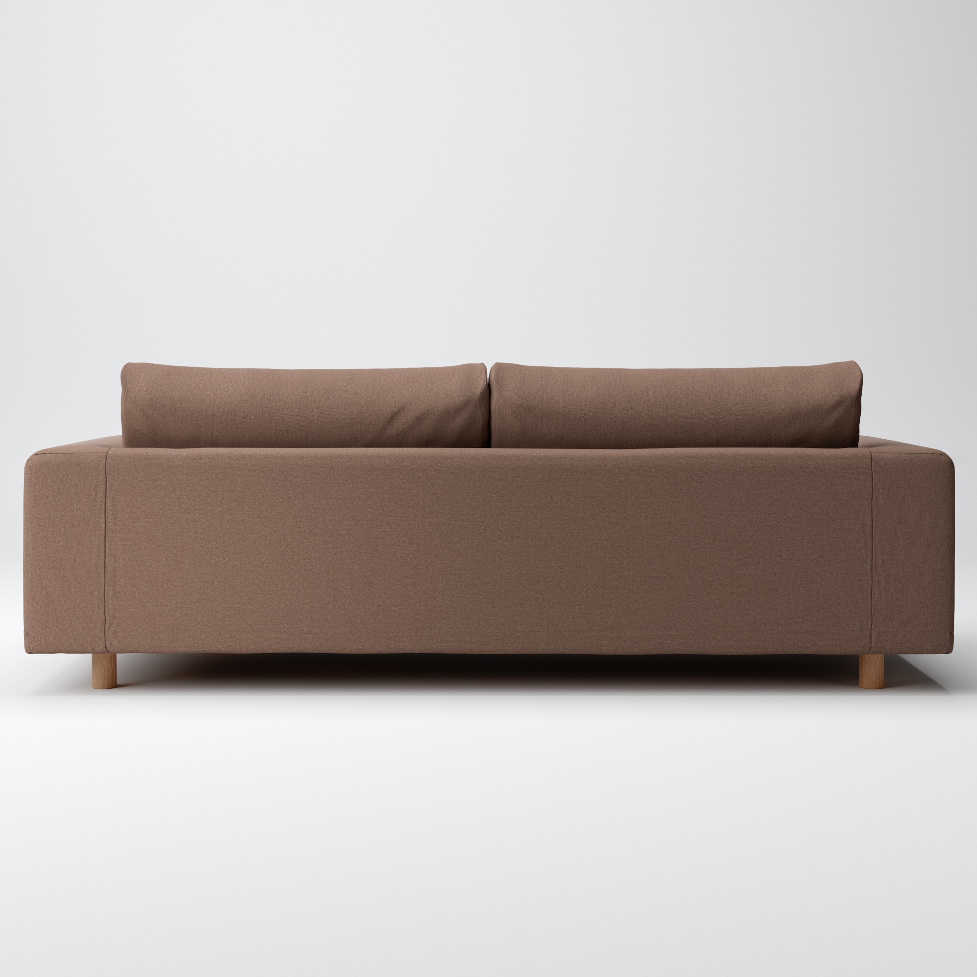 【カバー】麻綿平織ソファ本体・３シーター・フェザー・ポケットコイル用カバー／ブラウン