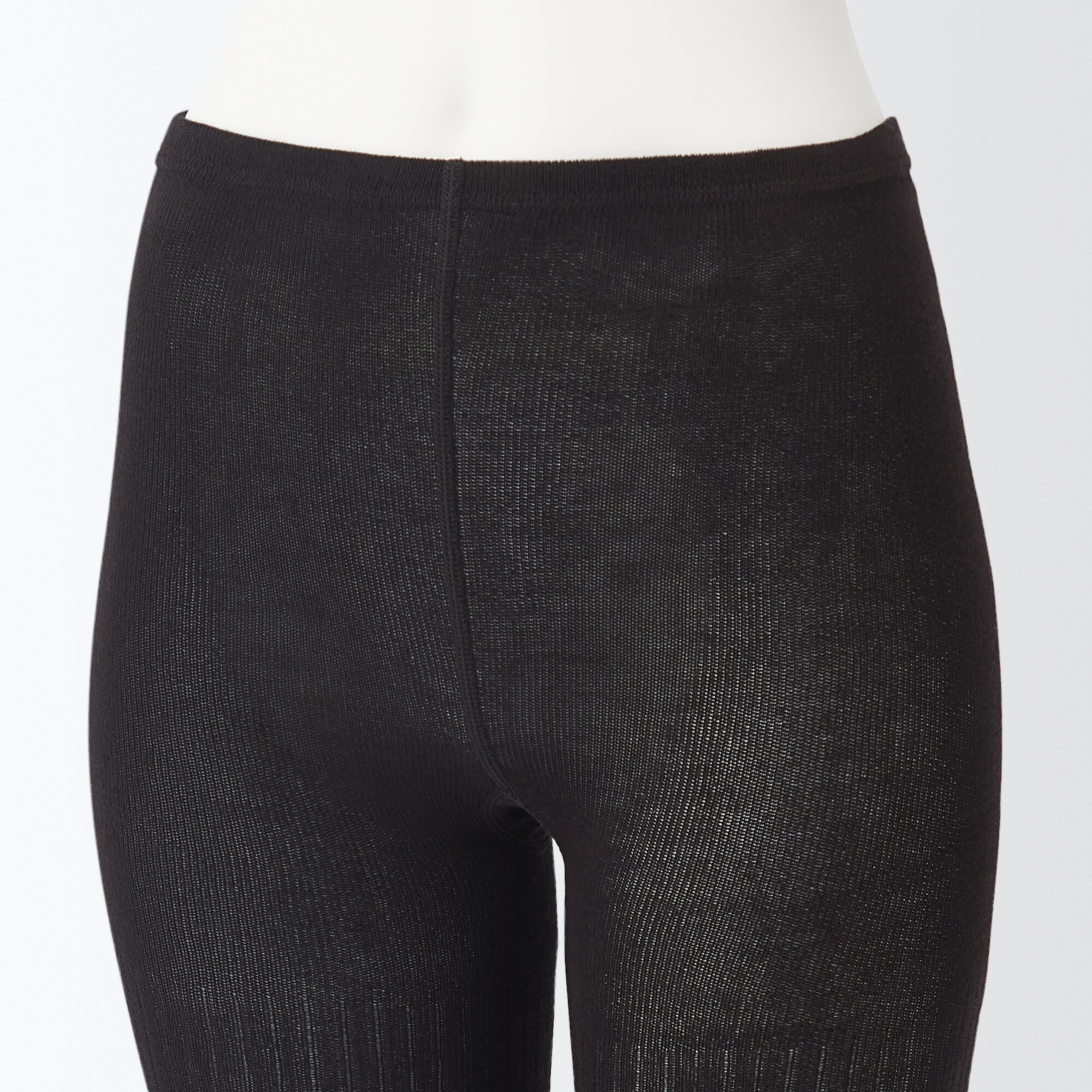 足なり直角　かかとに合う　リブ編みタイツ