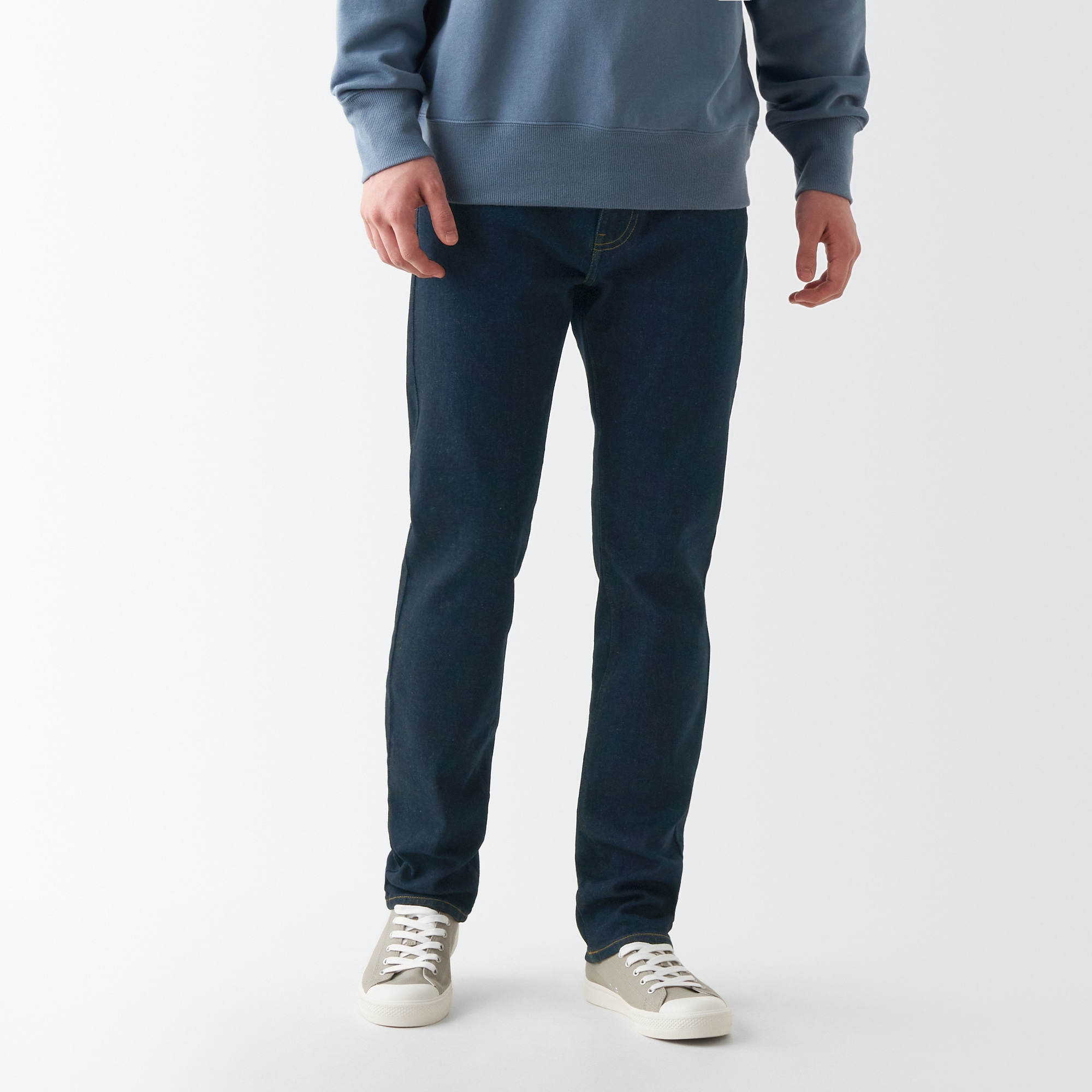 【スリム】ストレッチデニム　スリムパンツ（股下８２ｃｍ）チャコールグレー