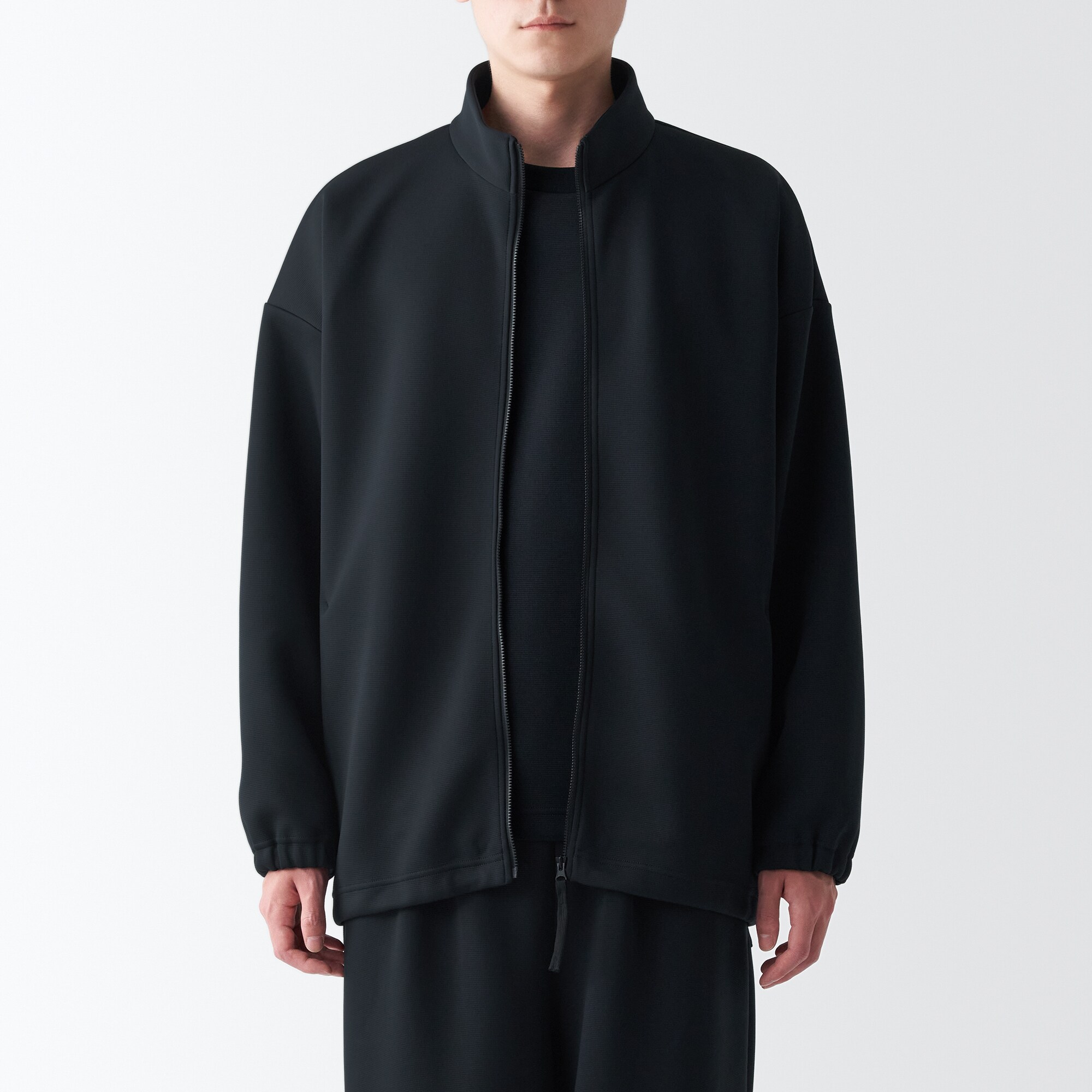 二重編みスウェットブルゾン