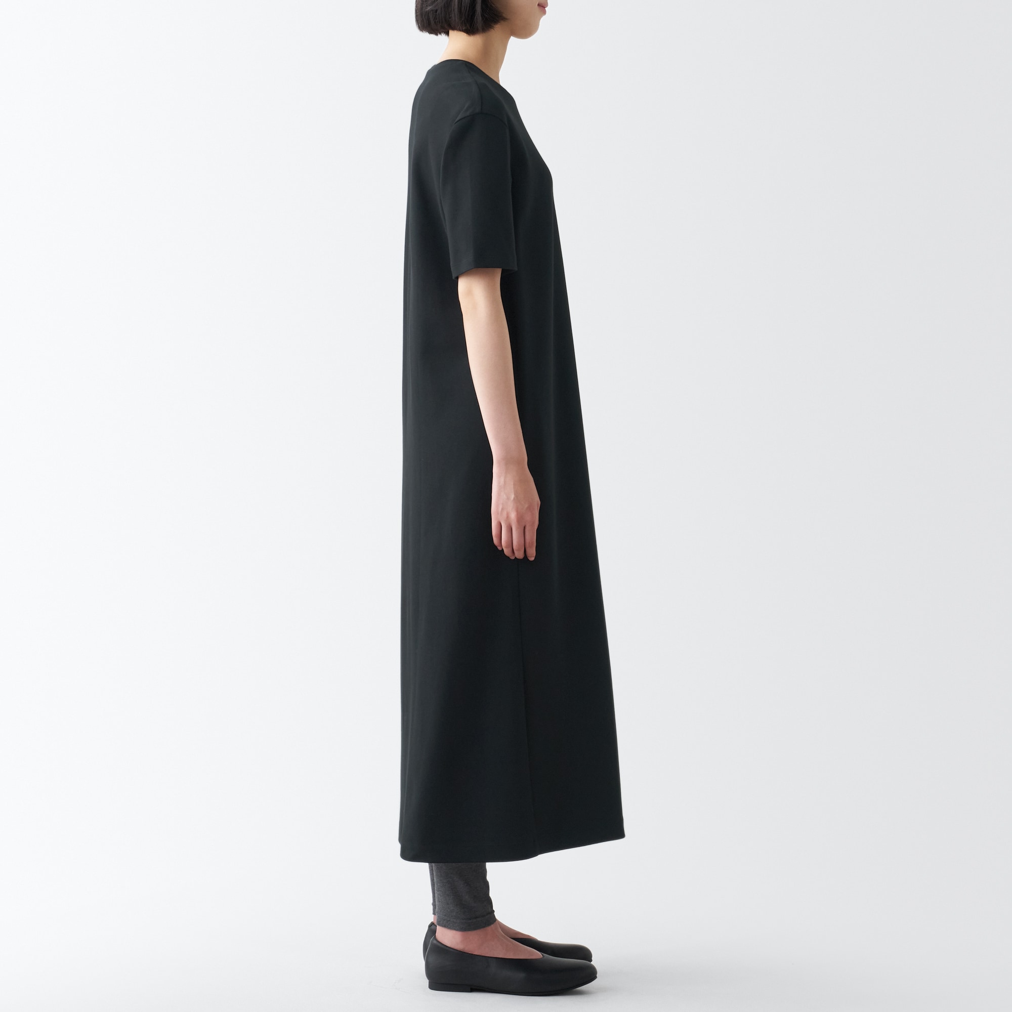 スムース編み半袖ワンピース