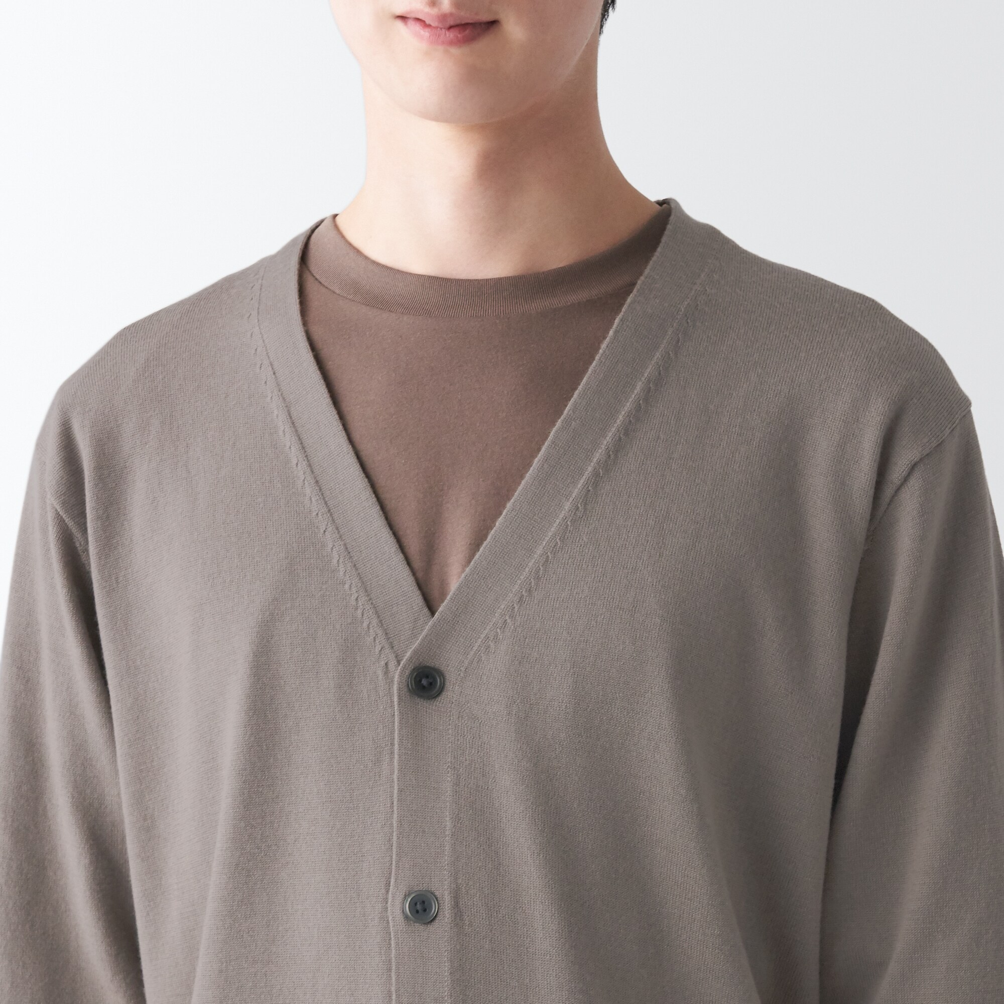 洗えるウールハイゲージＶネックカーディガン