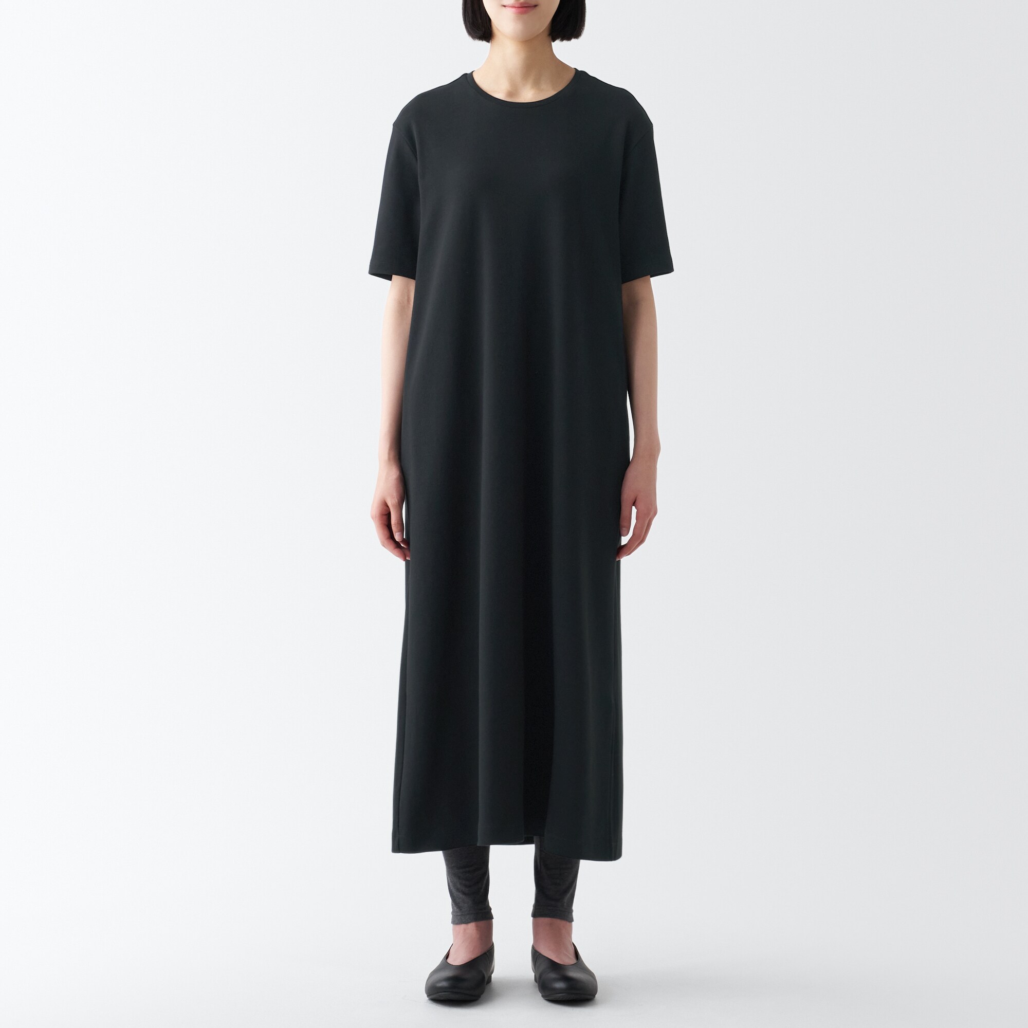 スムース編み半袖ワンピース