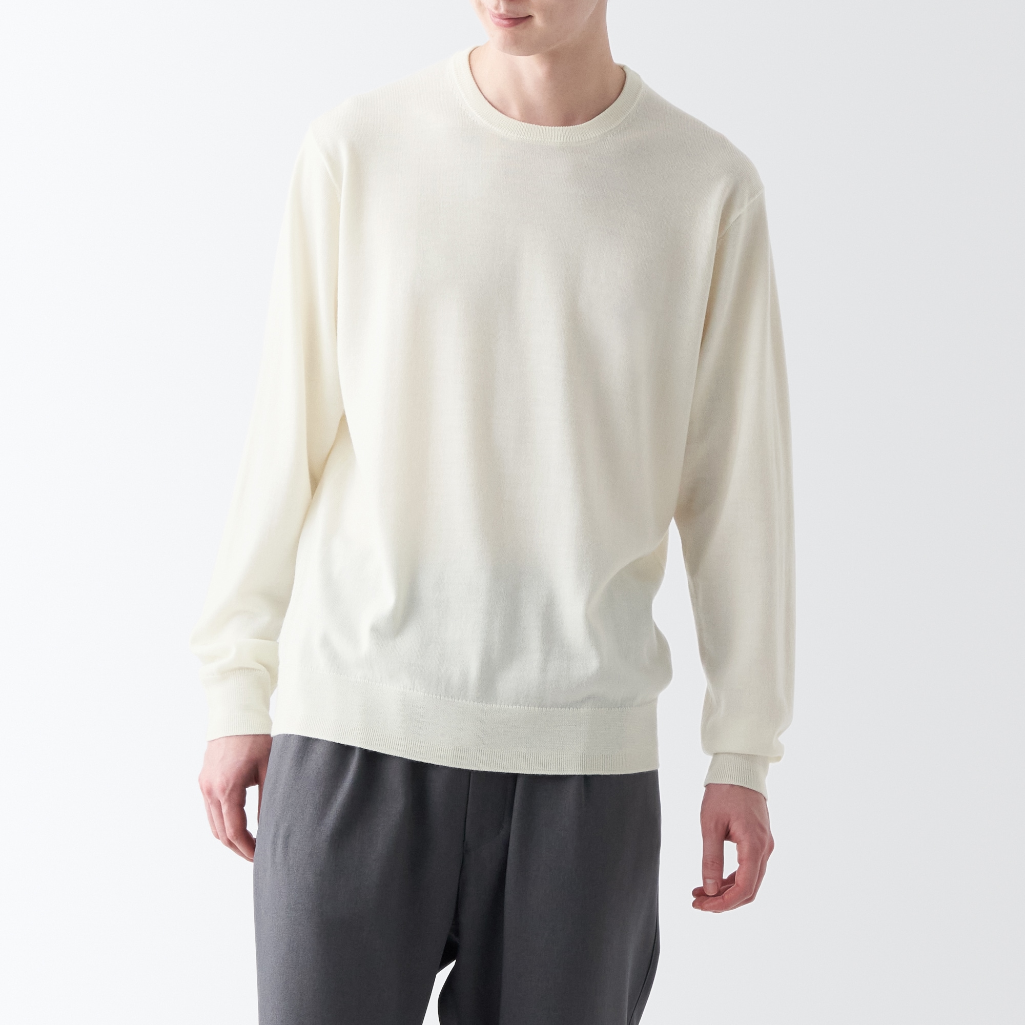 洗えるウールハイゲージクルーネックセーター