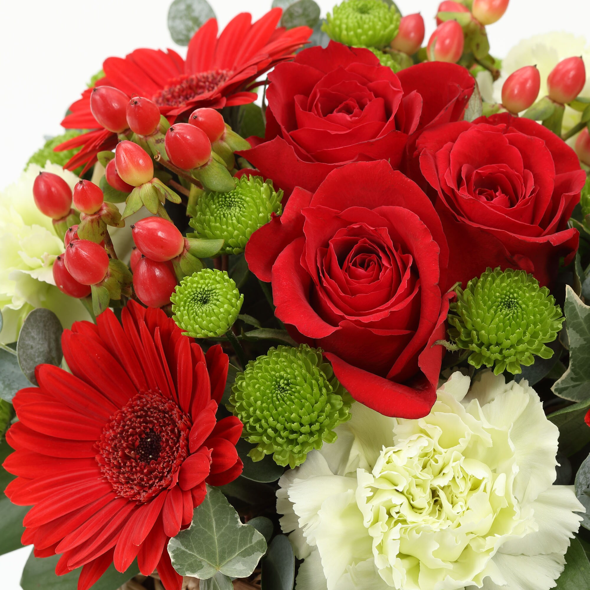 バラとガーベラのアレンジＬ　赤