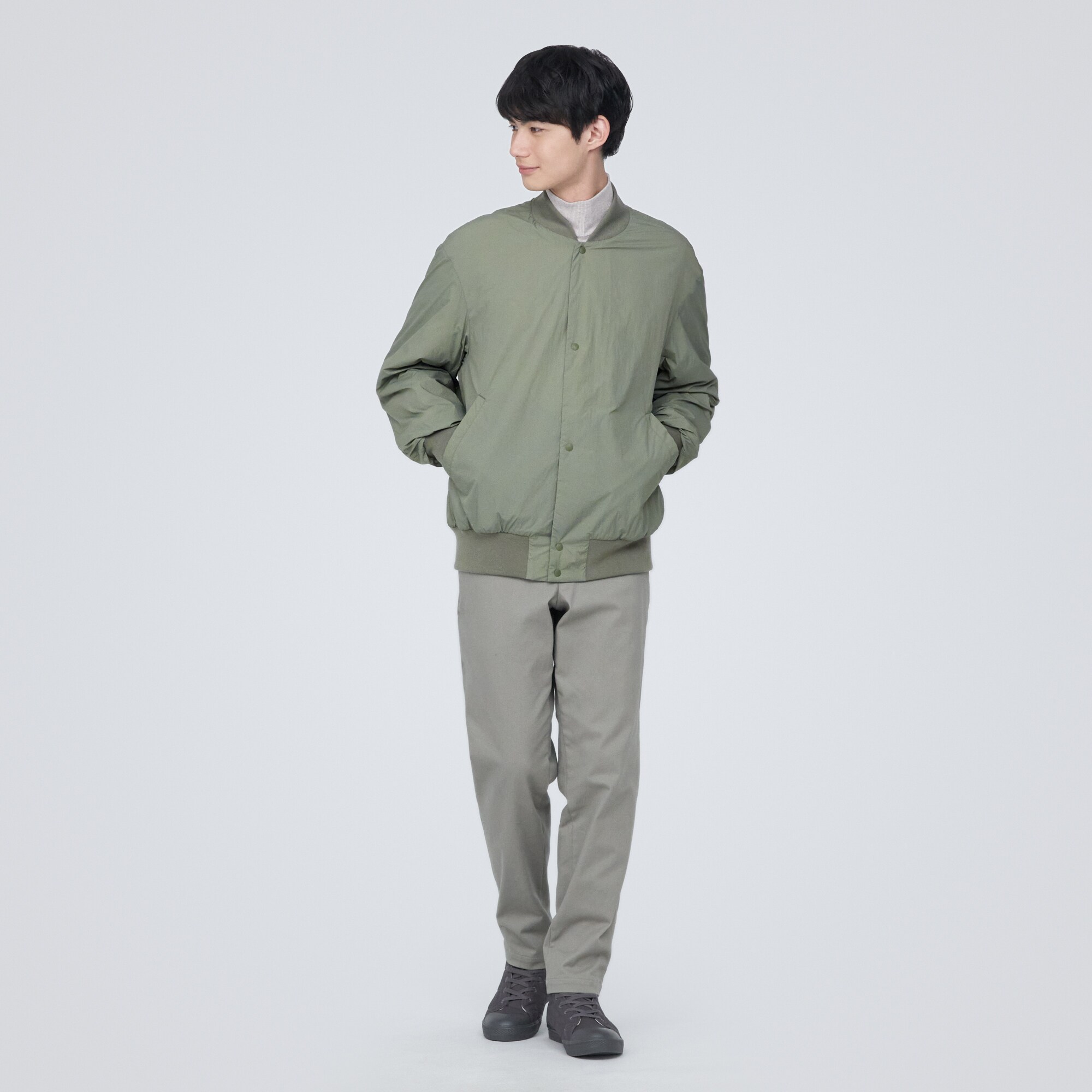 洗える中わたリブ付きブルゾン