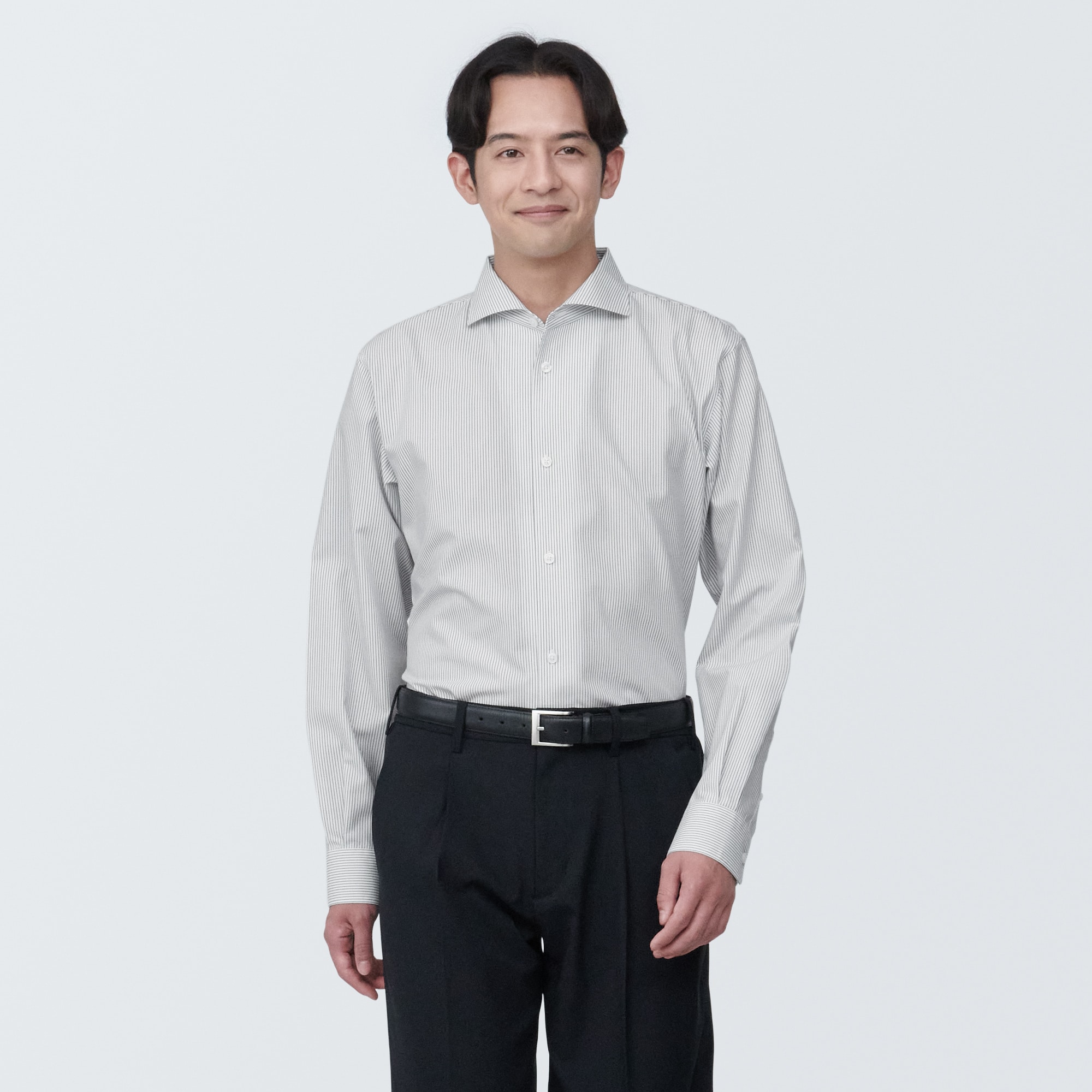 紳士　ノンアイロンカッタウェイカラー長袖シャツ