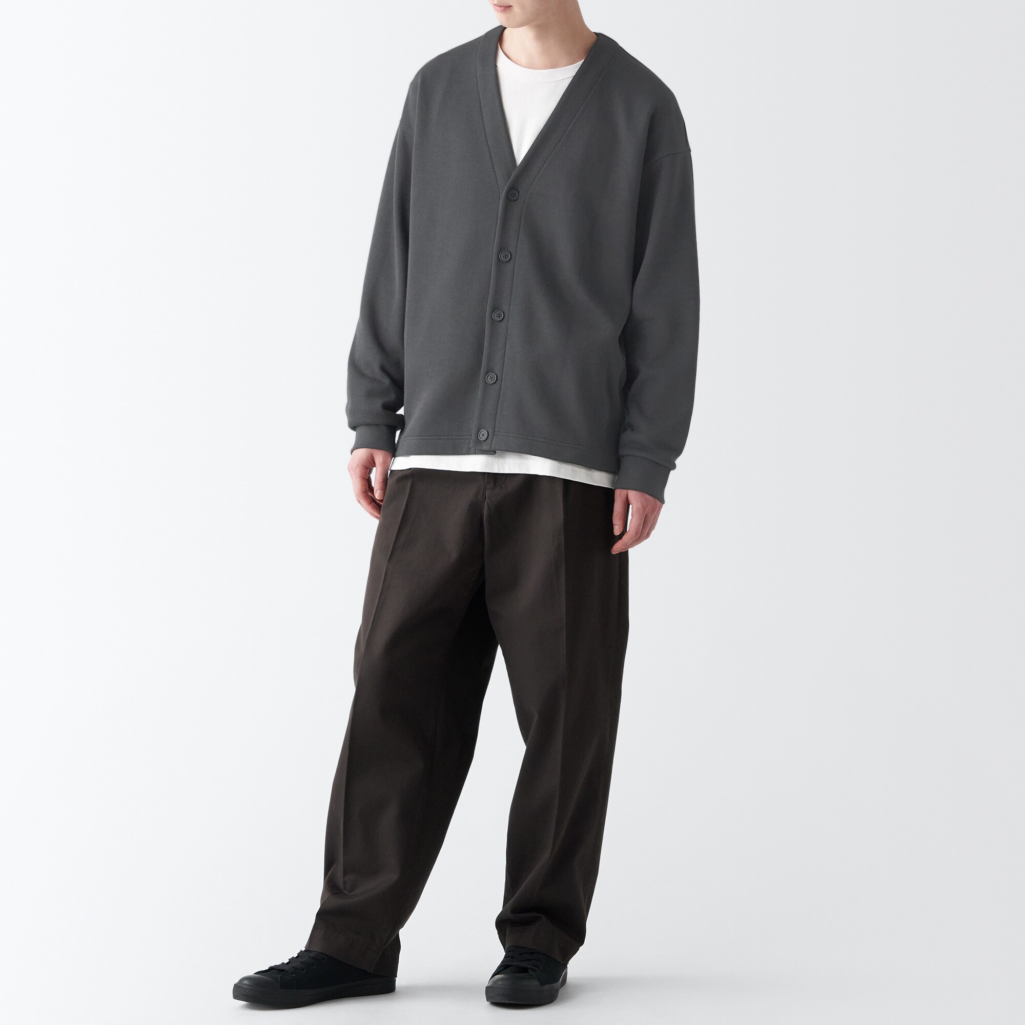 二重編みスウェットカーディガン