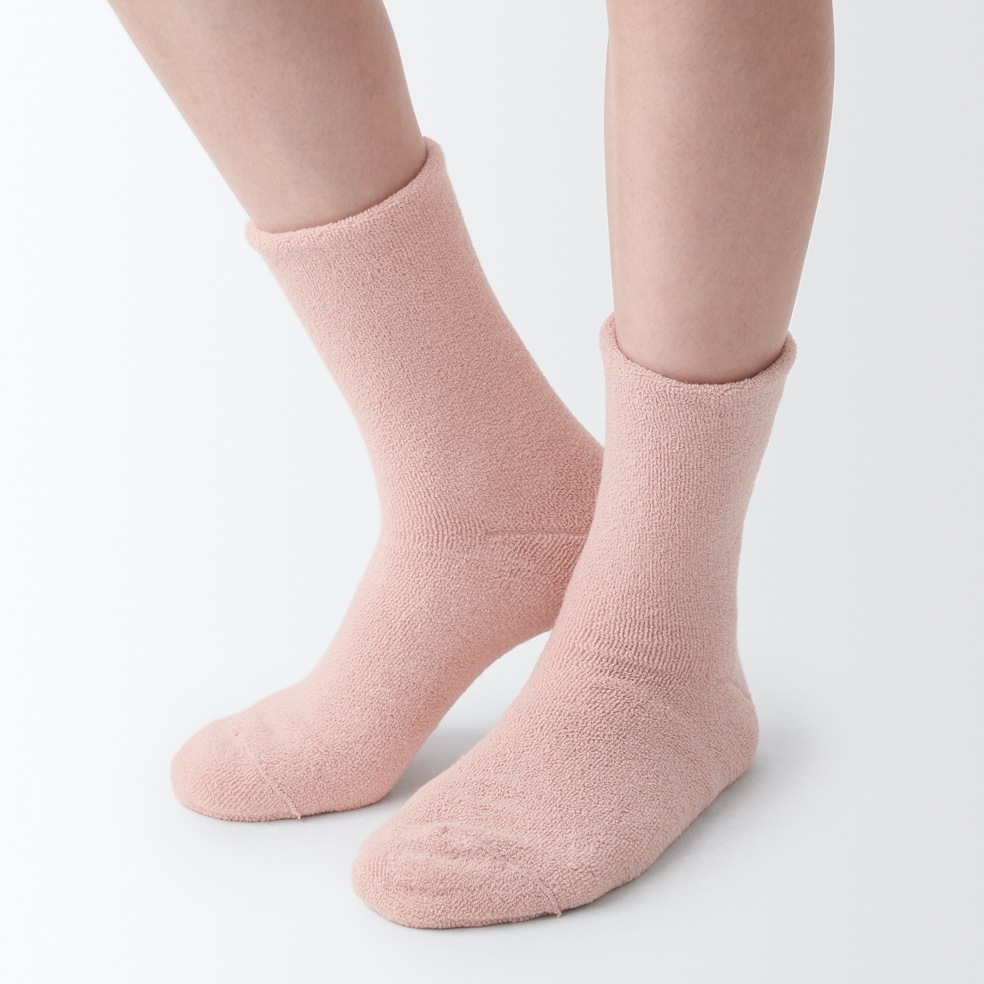 足なり直角　履き口やわらか　両面パイル編み　ルームソックス
