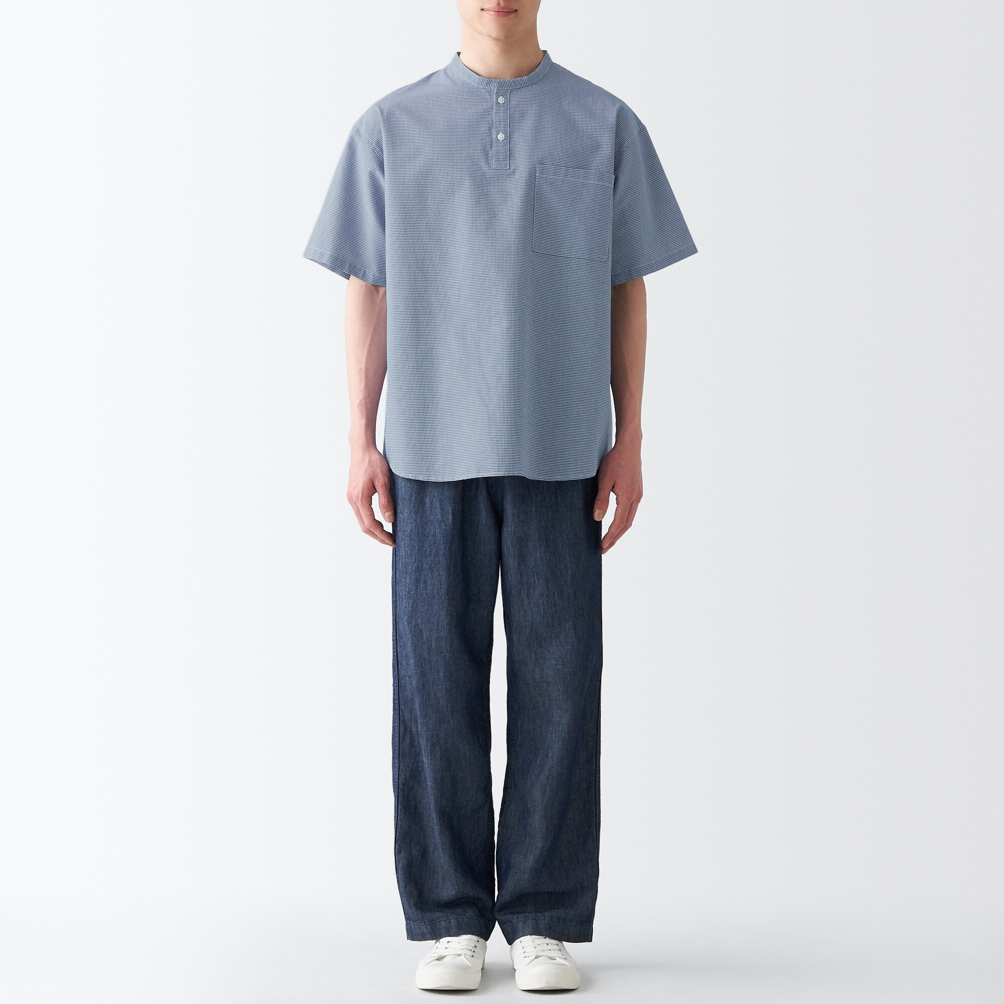 和紙混スタンドカラーシャツ（紳士）