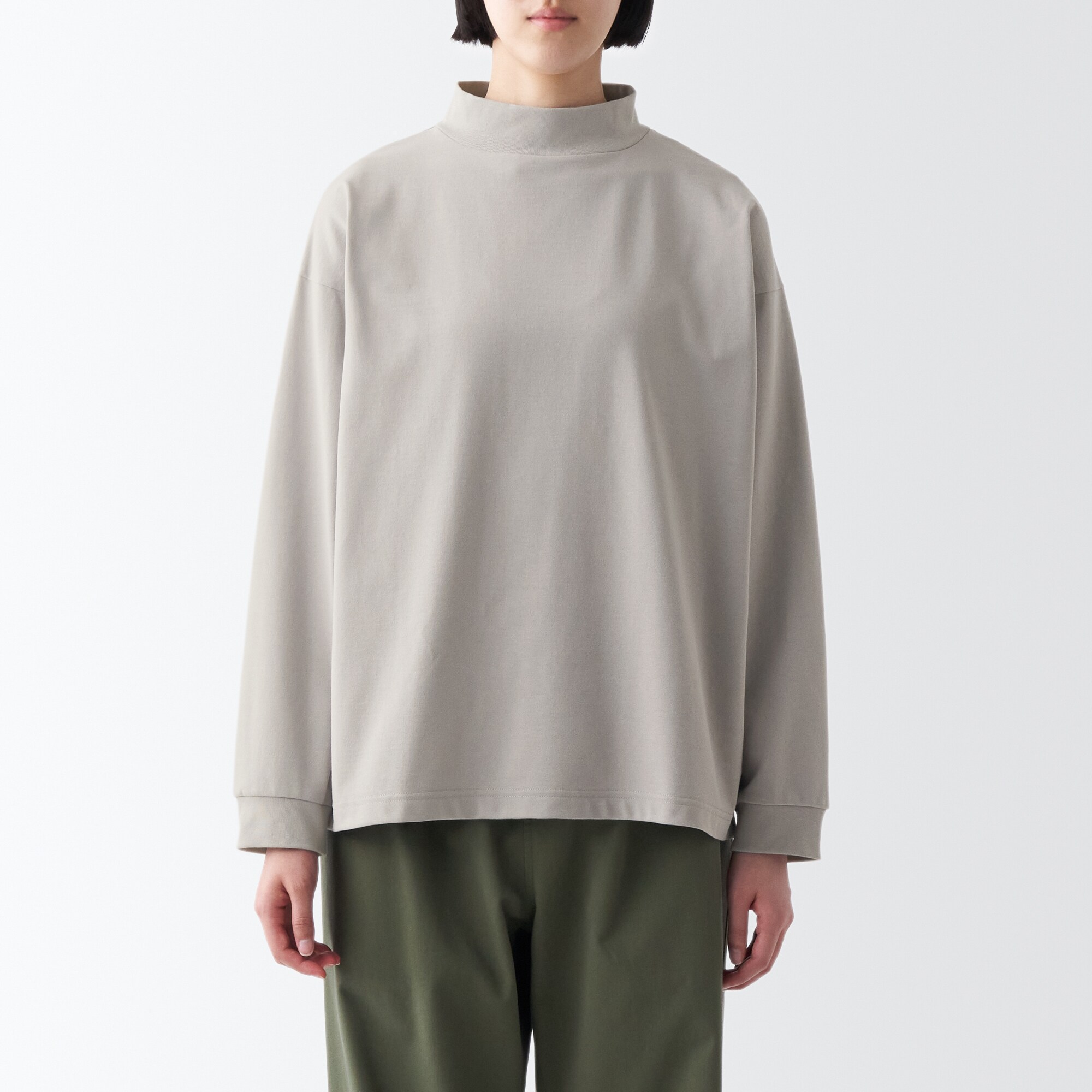 天竺編みハイネック長袖Ｔシャツ