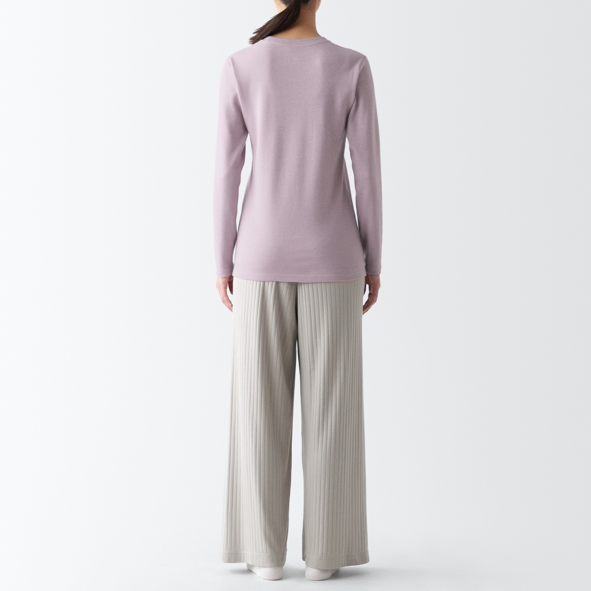 あったか綿　ウール　クルーネック長袖Ｔシャツ