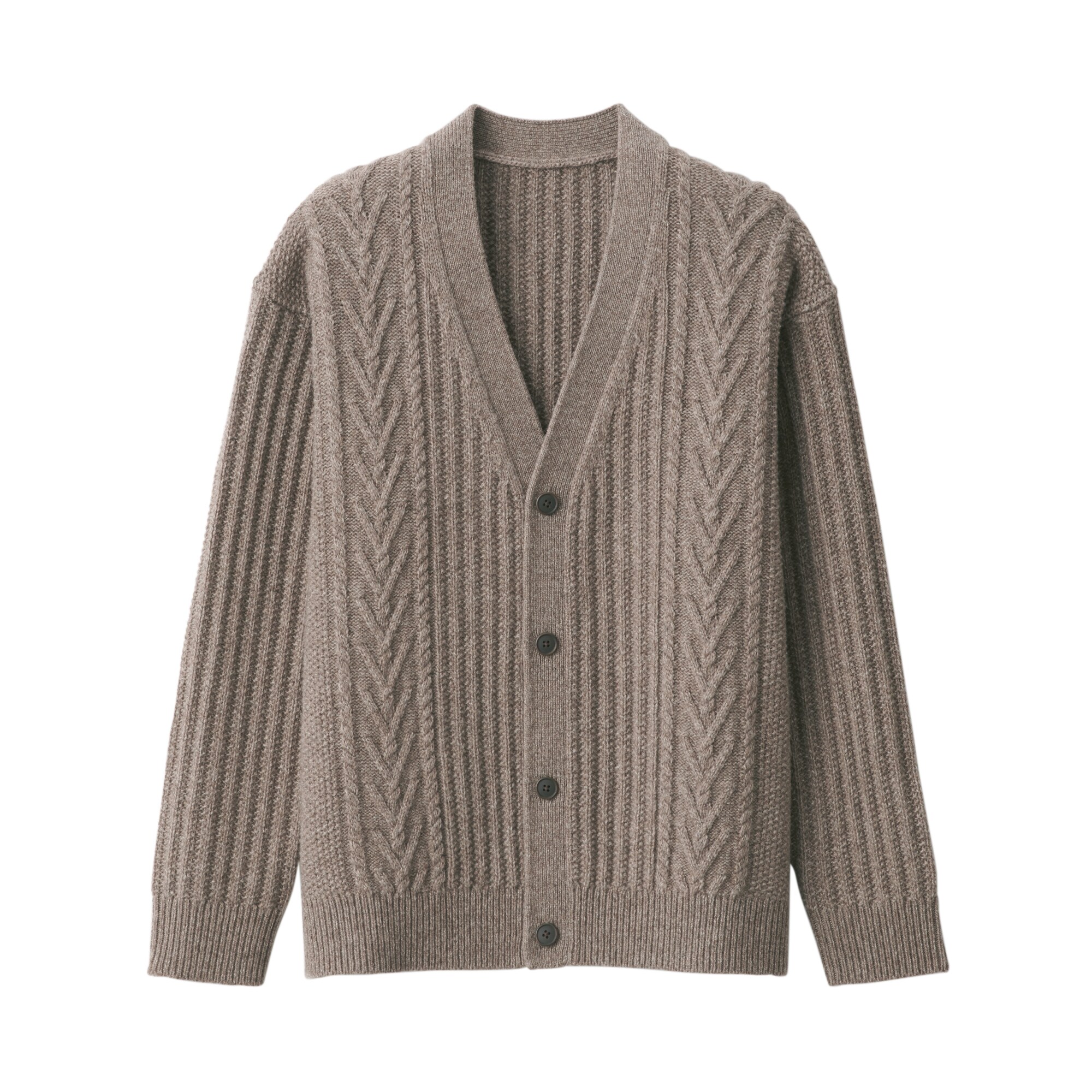 メリノウールケーブル柄Ｖネックカーディガン