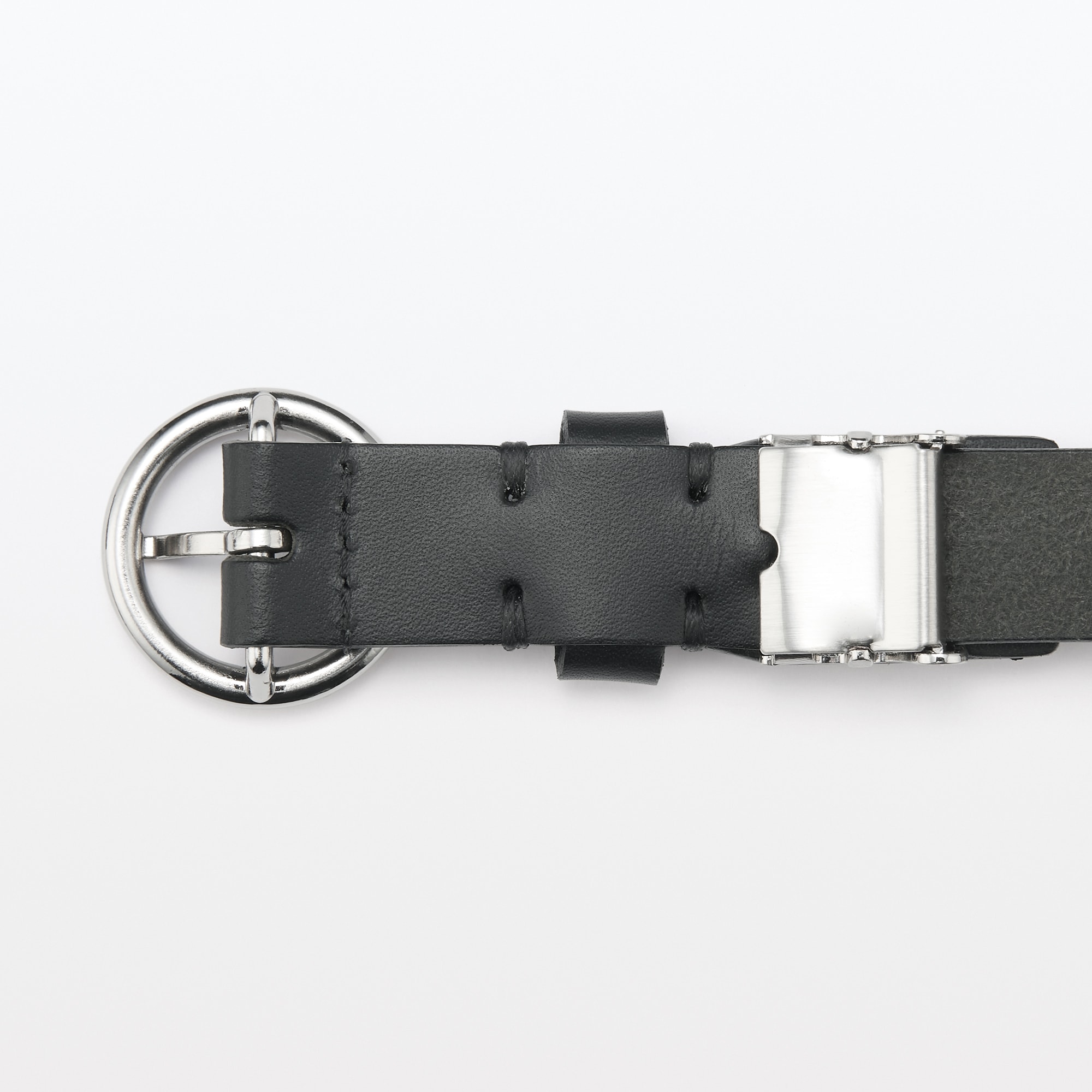 ヌメ革　長さを調節できる　丸リング細ベルト