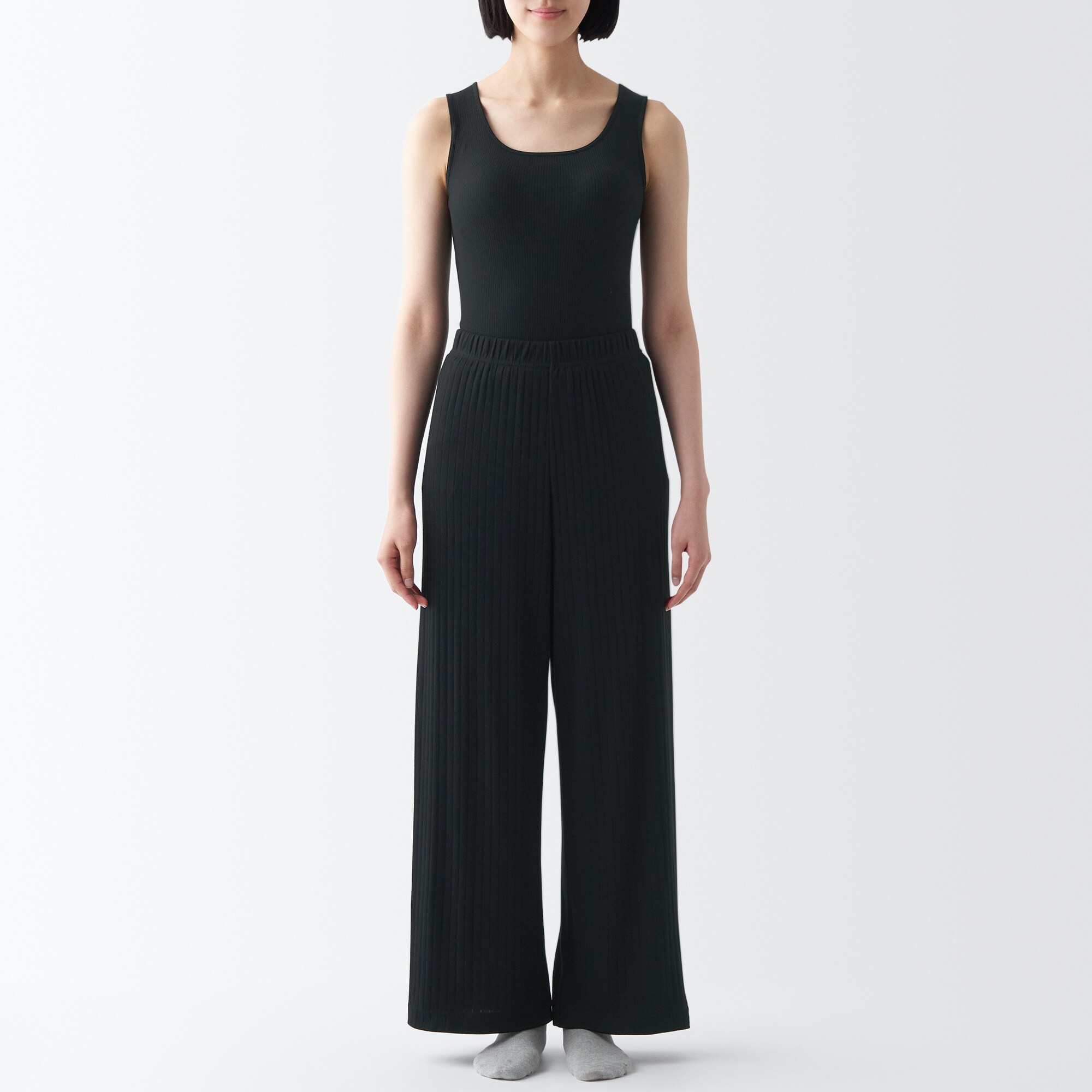 ワイドリブ　ロングパンツ