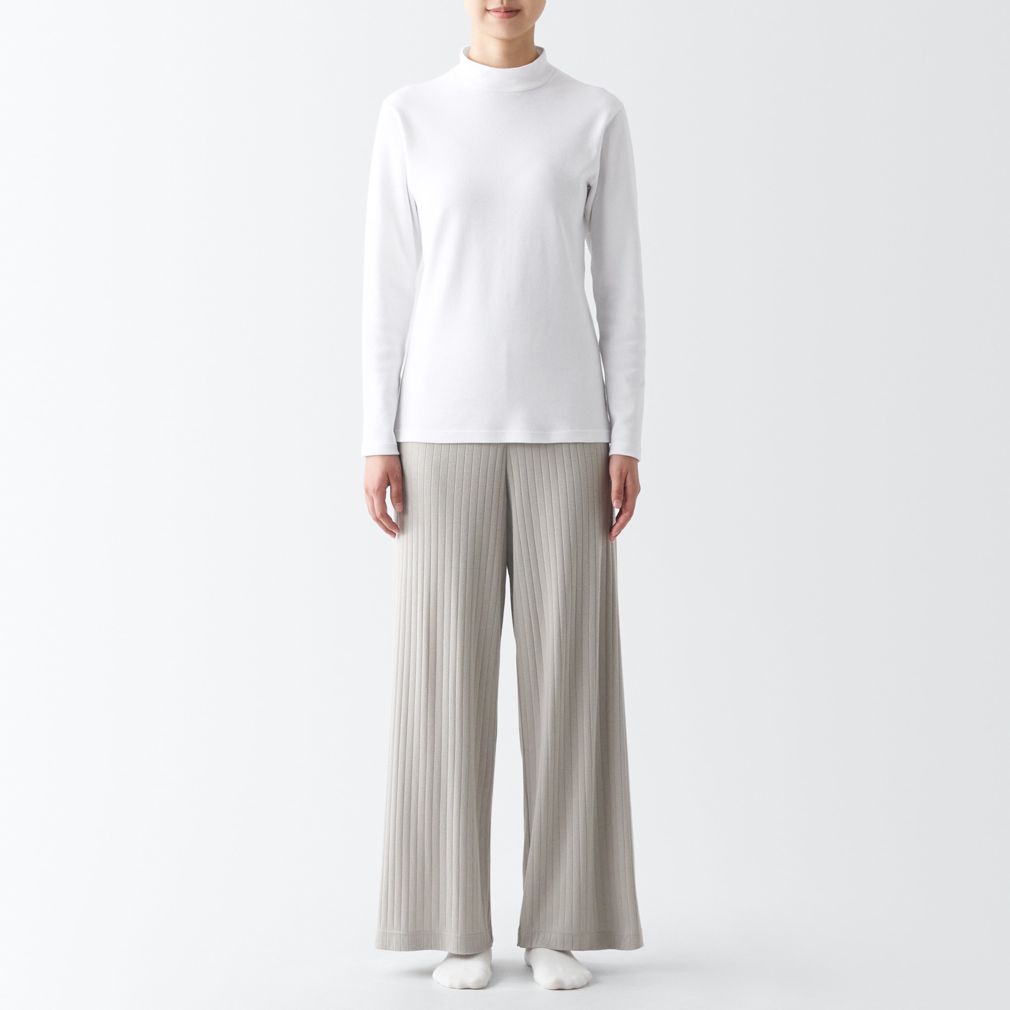 あったか綿　ウール　ハイネック長袖Ｔシャツ