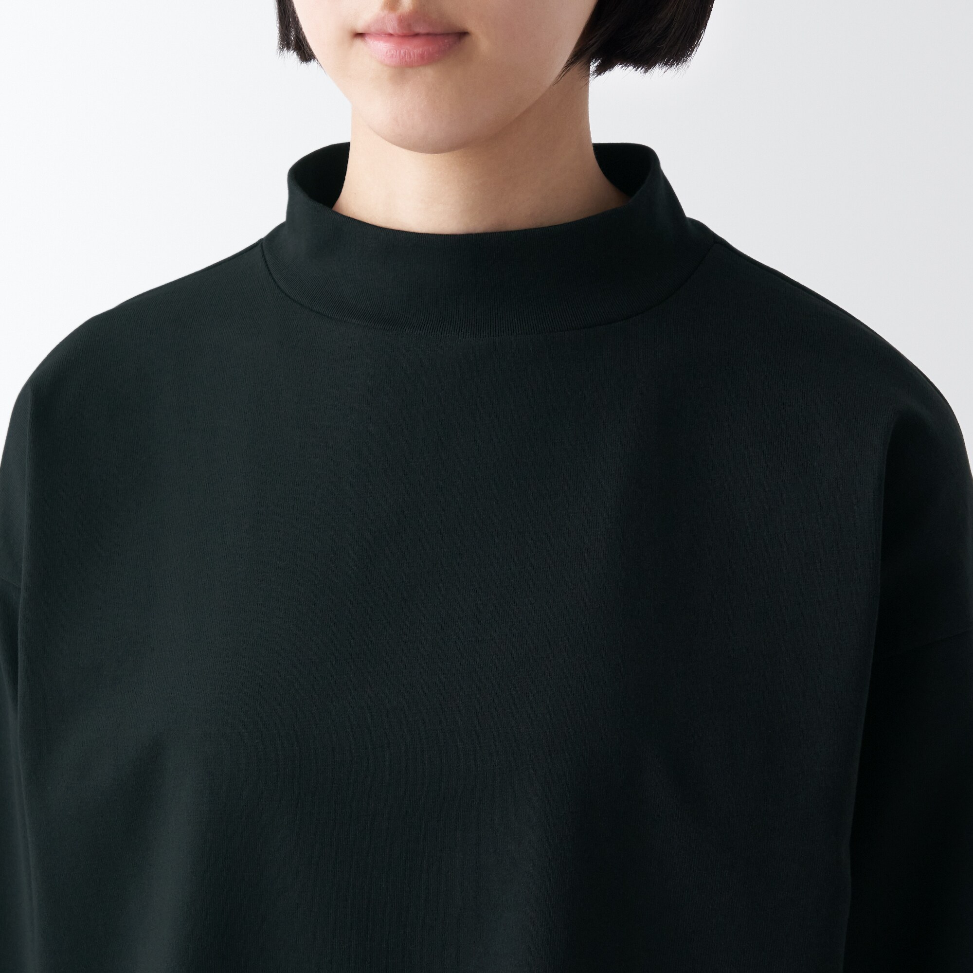 天竺編みハイネック長袖Ｔシャツ