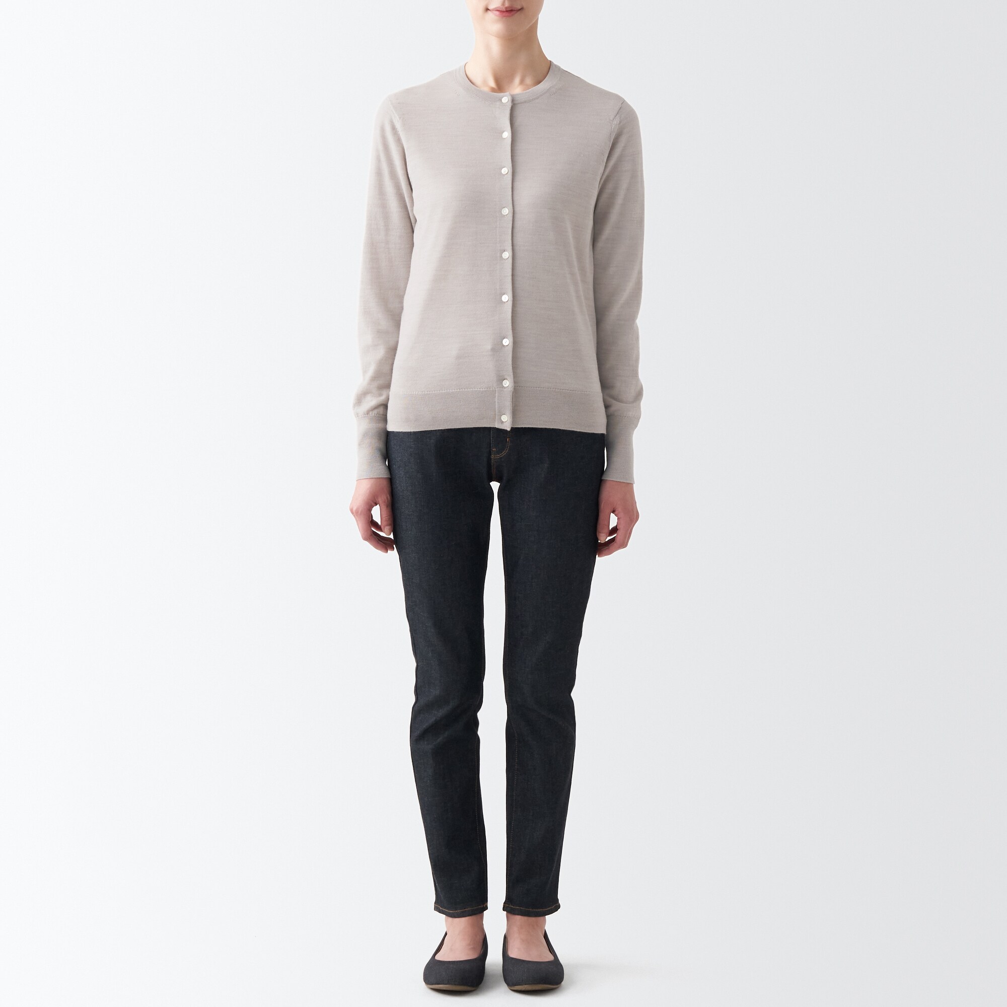 メリノウールクルーネックカーディガン