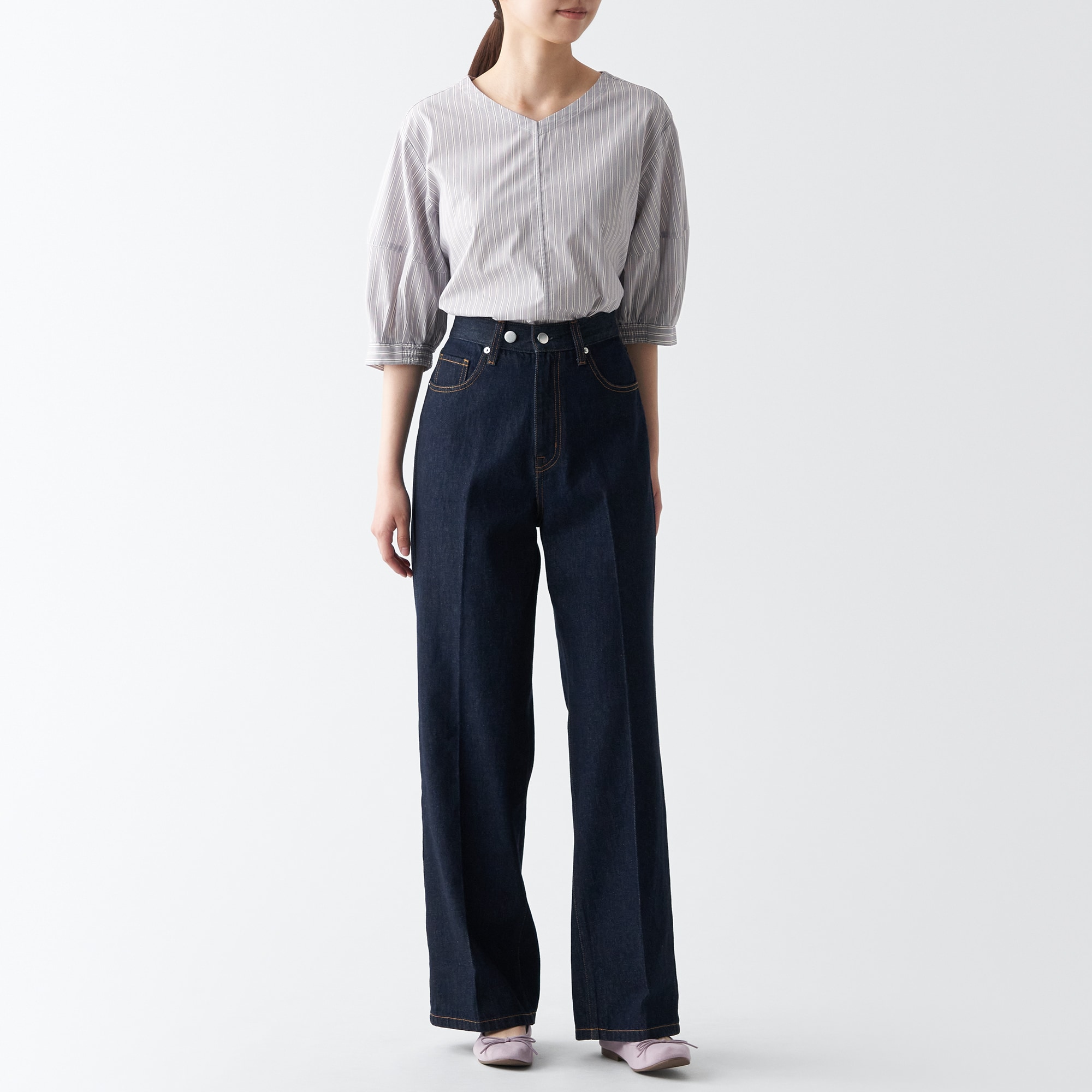 婦人　撥水リボンバレエシューズ