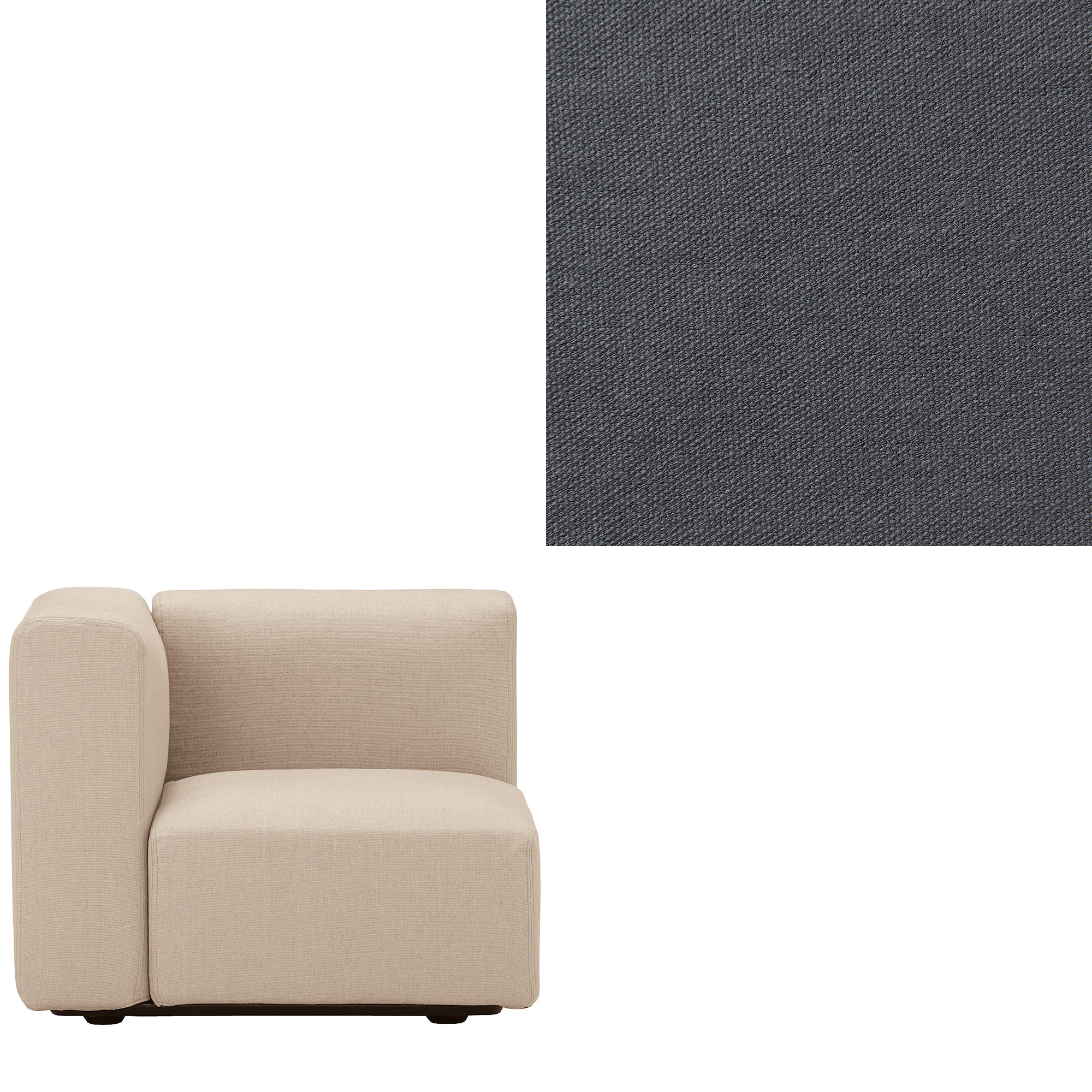 【カバー】洗いざらしの綿帆布ユニットソファアーム付・小用カバー／生成