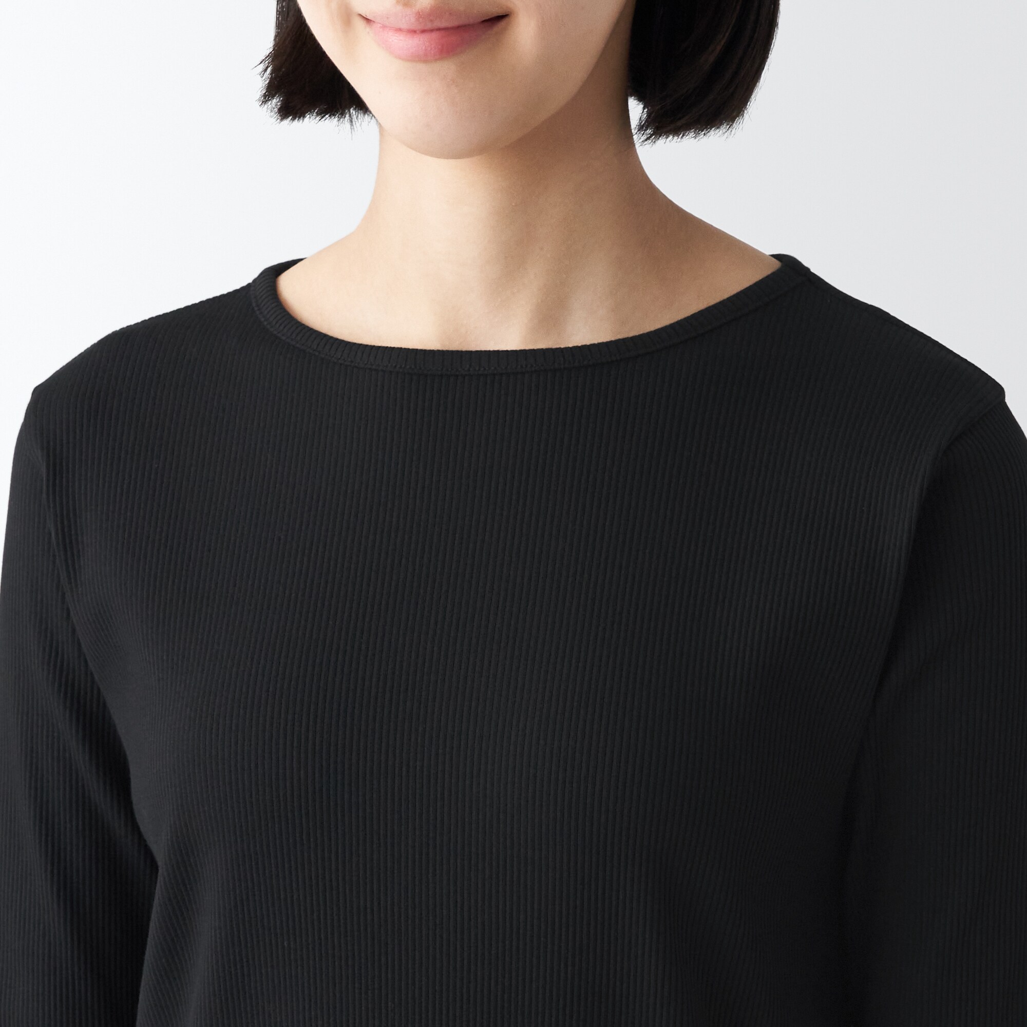 ストレッチリブ編み七分袖チュニック