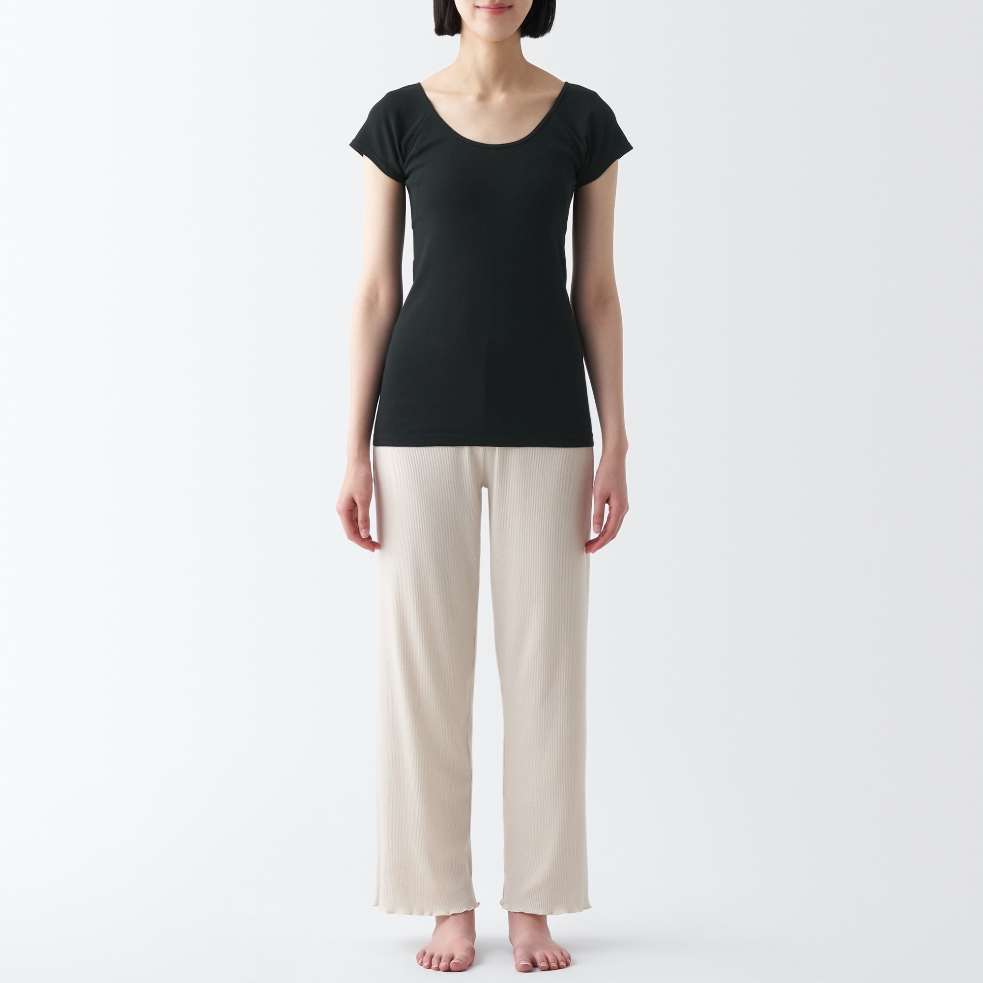 さらっと綿　汗取りパッド付きフレンチスリーブＴシャツ