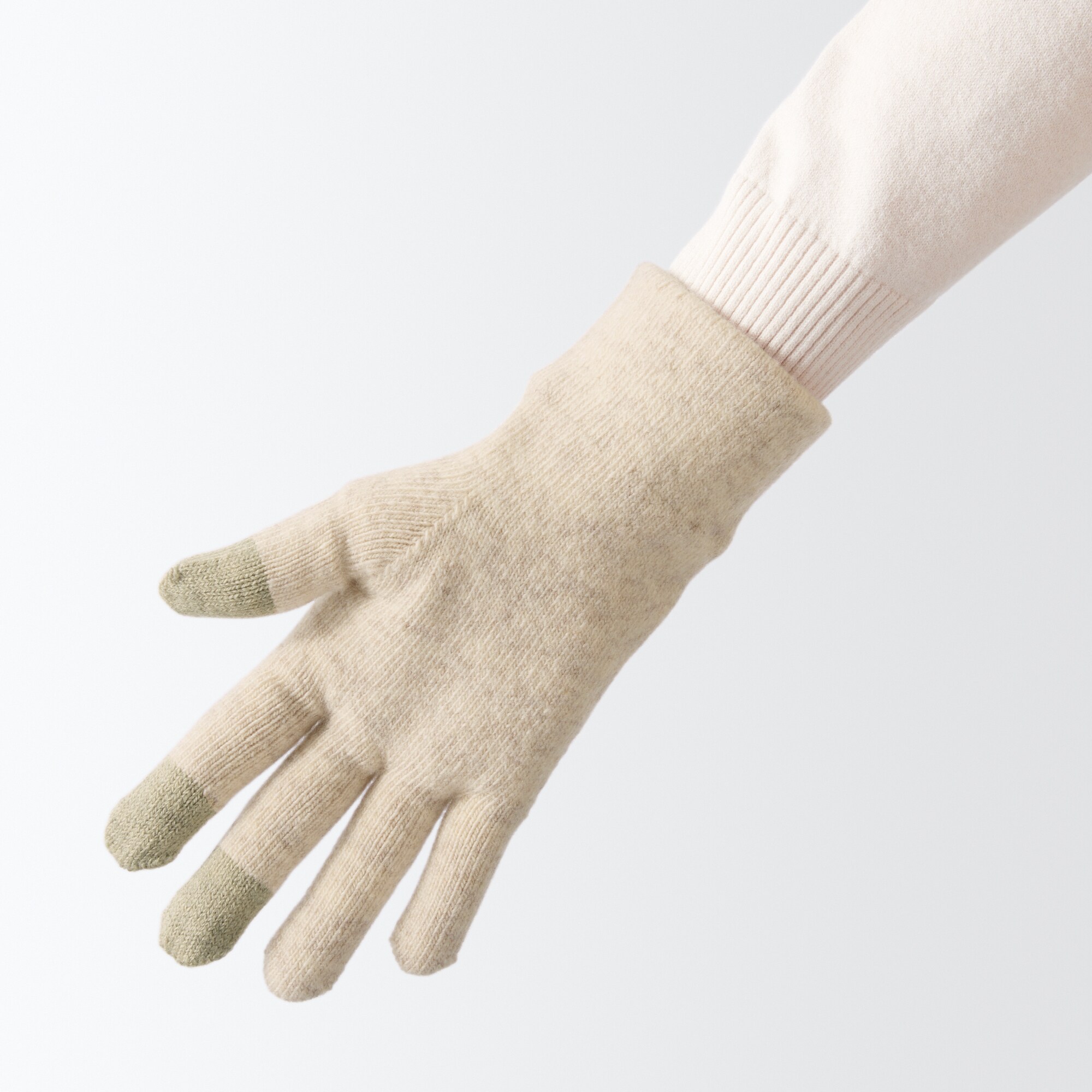 ウール混　裏起毛　　タッチパネル手袋　