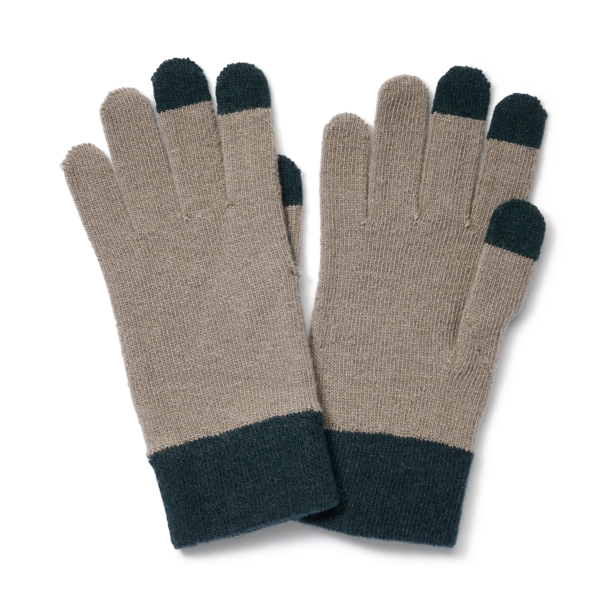 ウール混　裏起毛　　タッチパネル手袋　（配色）