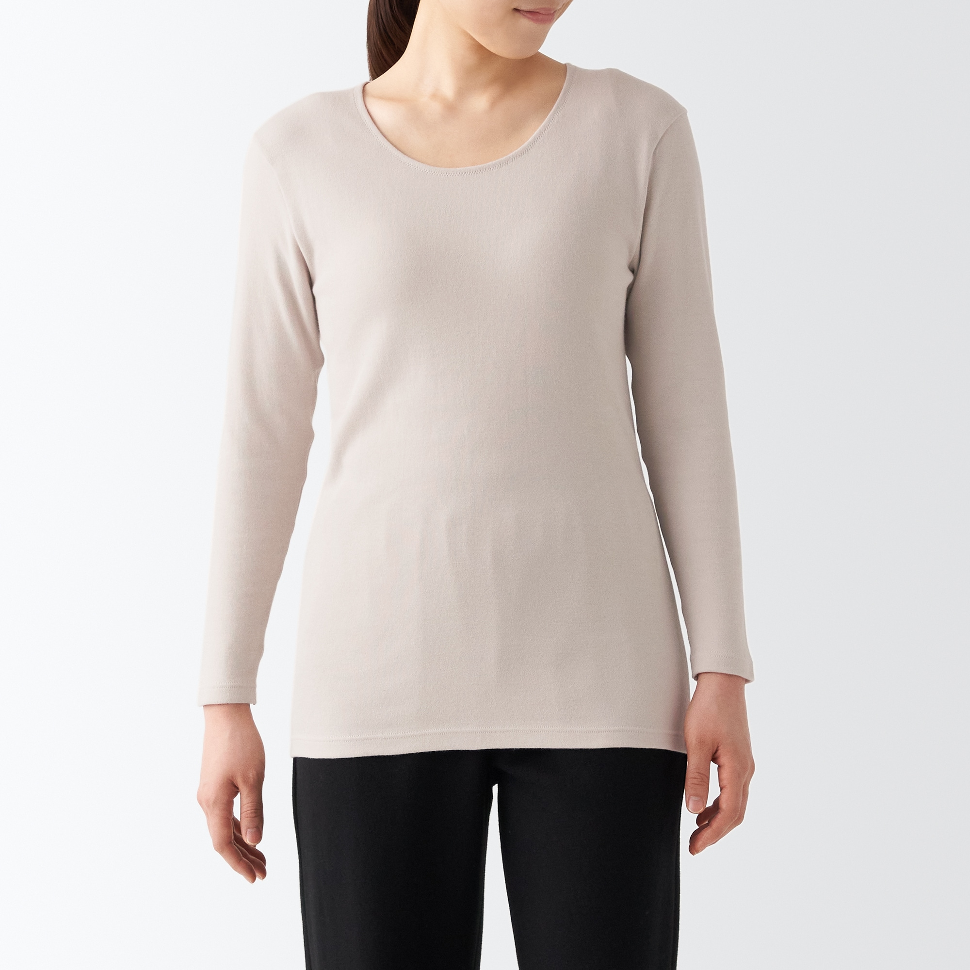 あったか綿　厚手　Ｕネック八分袖Ｔシャツ