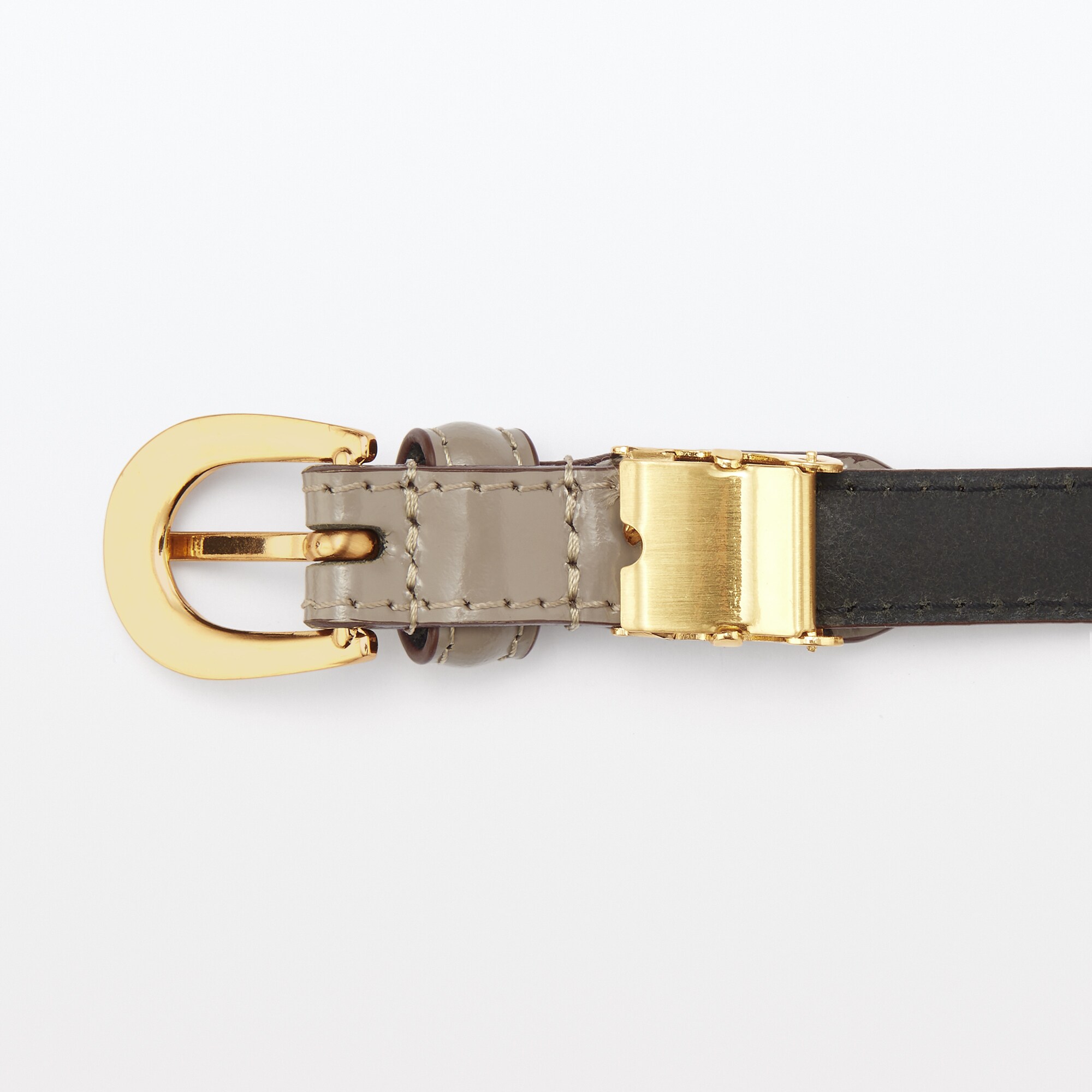 エナメルレザー長さを調節できる細幅ベルト