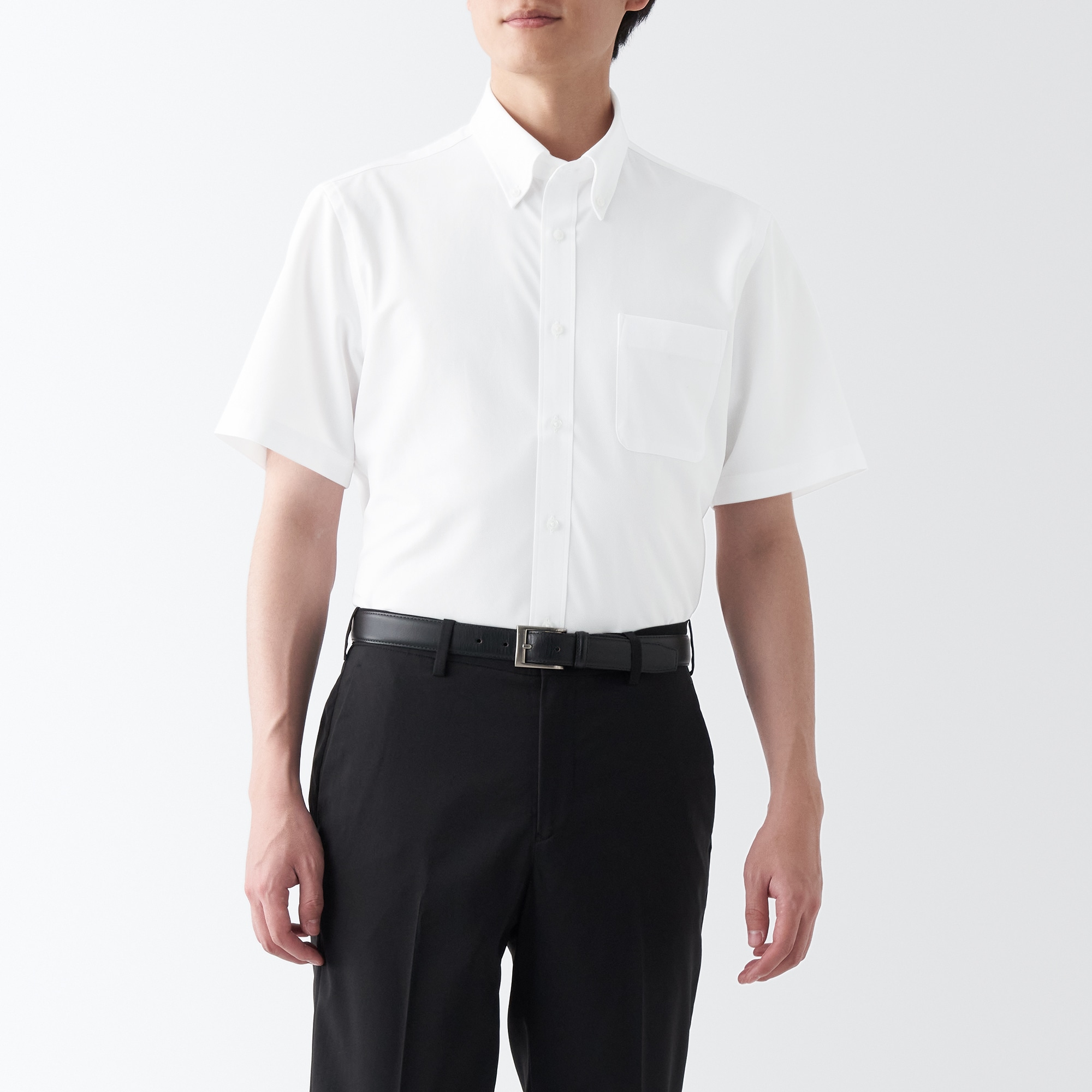 ノンアイロンジャージーボタンダウン半袖シャツ