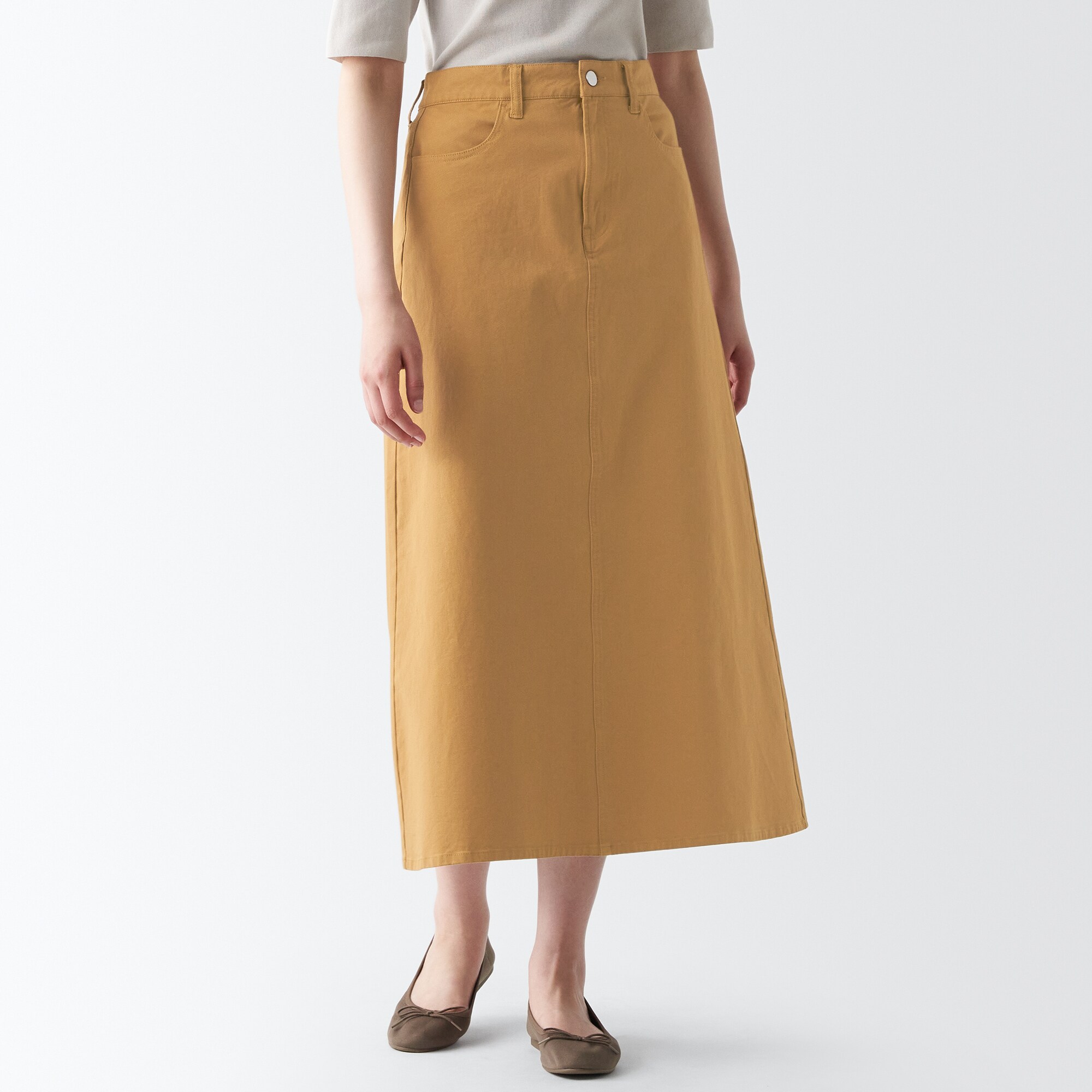 縦横ストレッチチノＡラインスカート