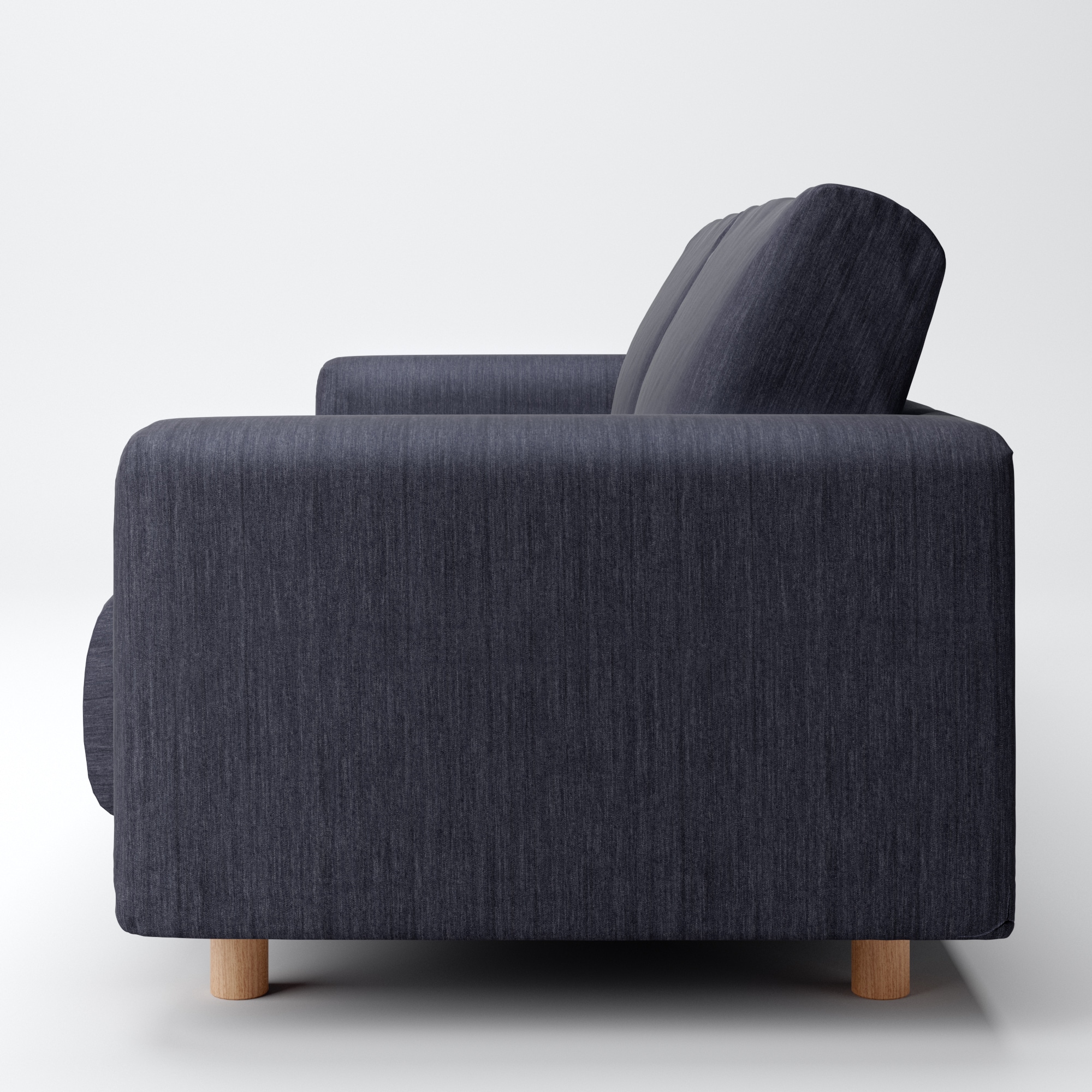 【カバー】綿デニムソファ本体・３シーター・ウレタン・ポケットコイル用カバー／ブルー