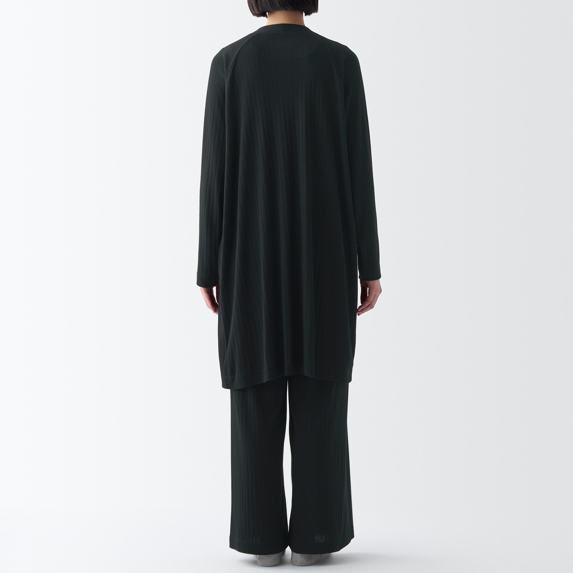 ワイドリブ　ロングカーディガン