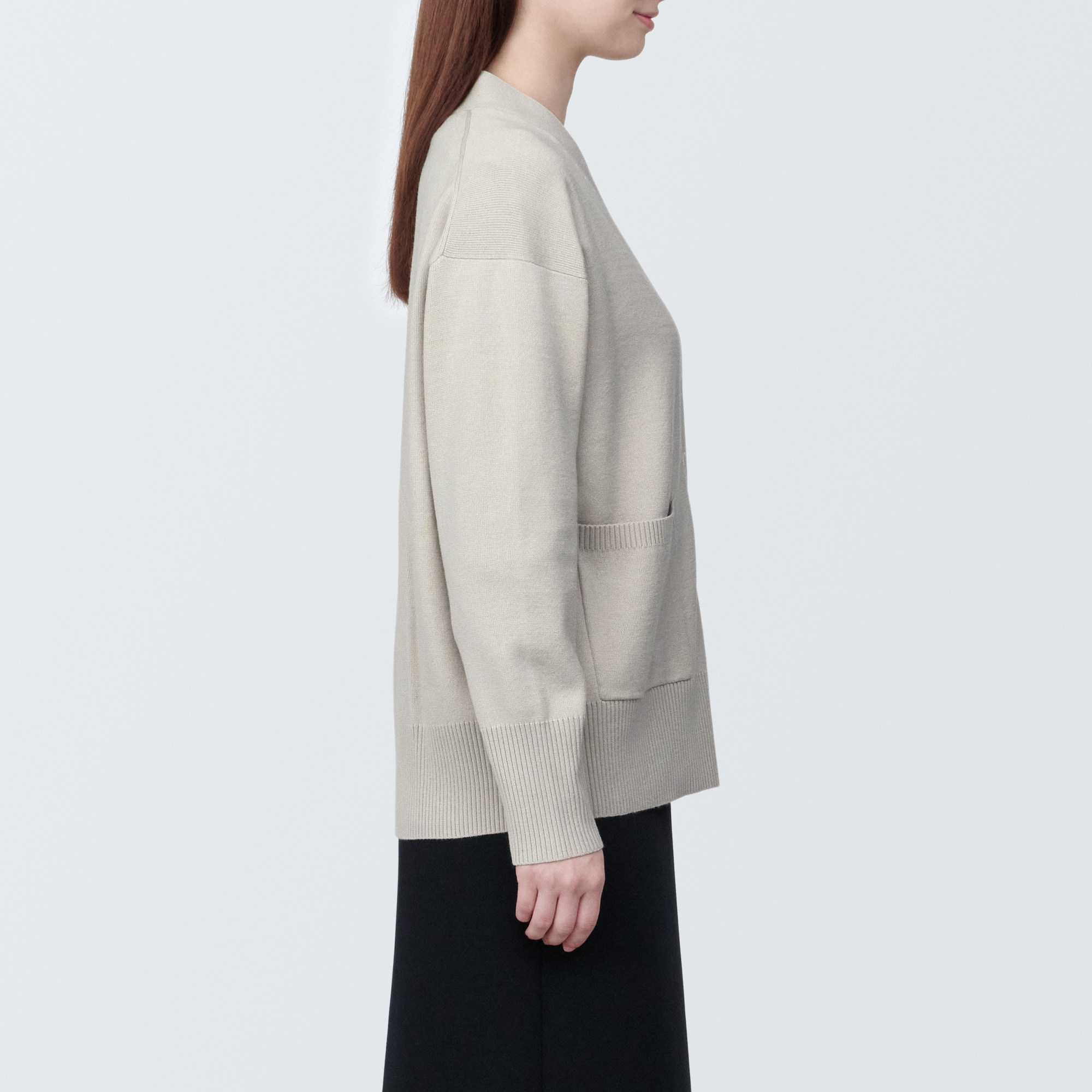 婦人　洗えるミラノリブ編みＶネックカーディガン