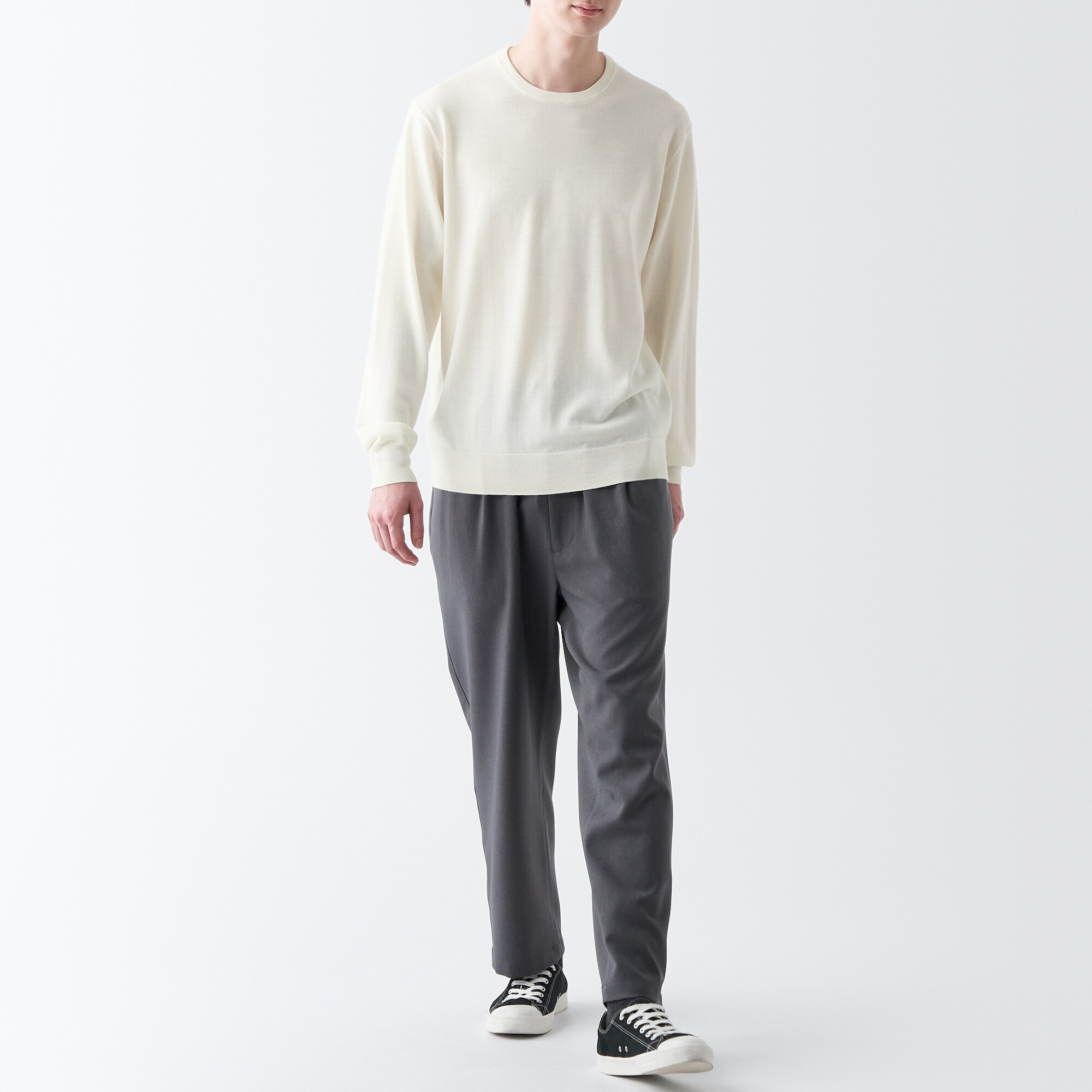 洗えるウールハイゲージクルーネックセーター