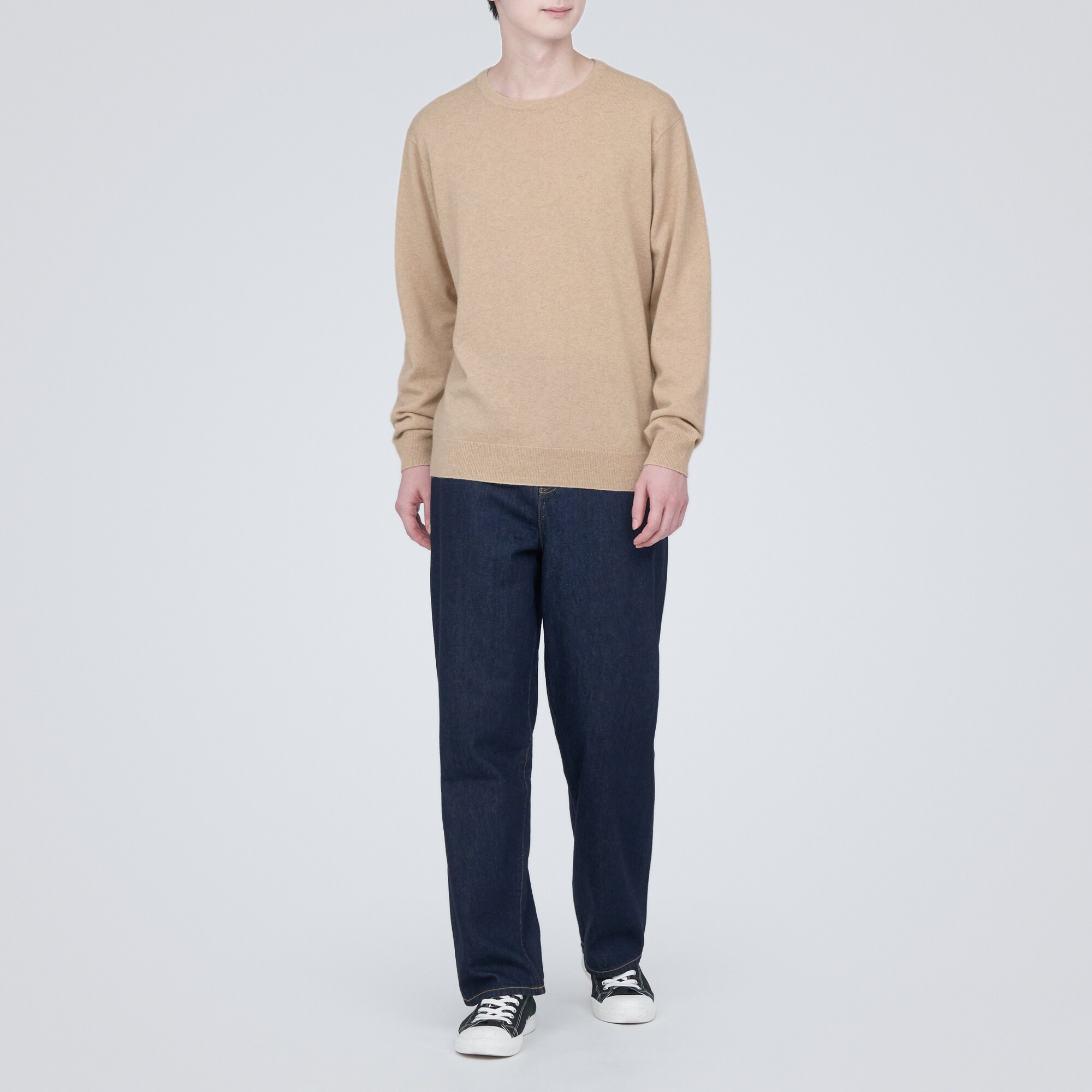 自然のまんまの色カシミヤクルーネックセーター（数量限定）