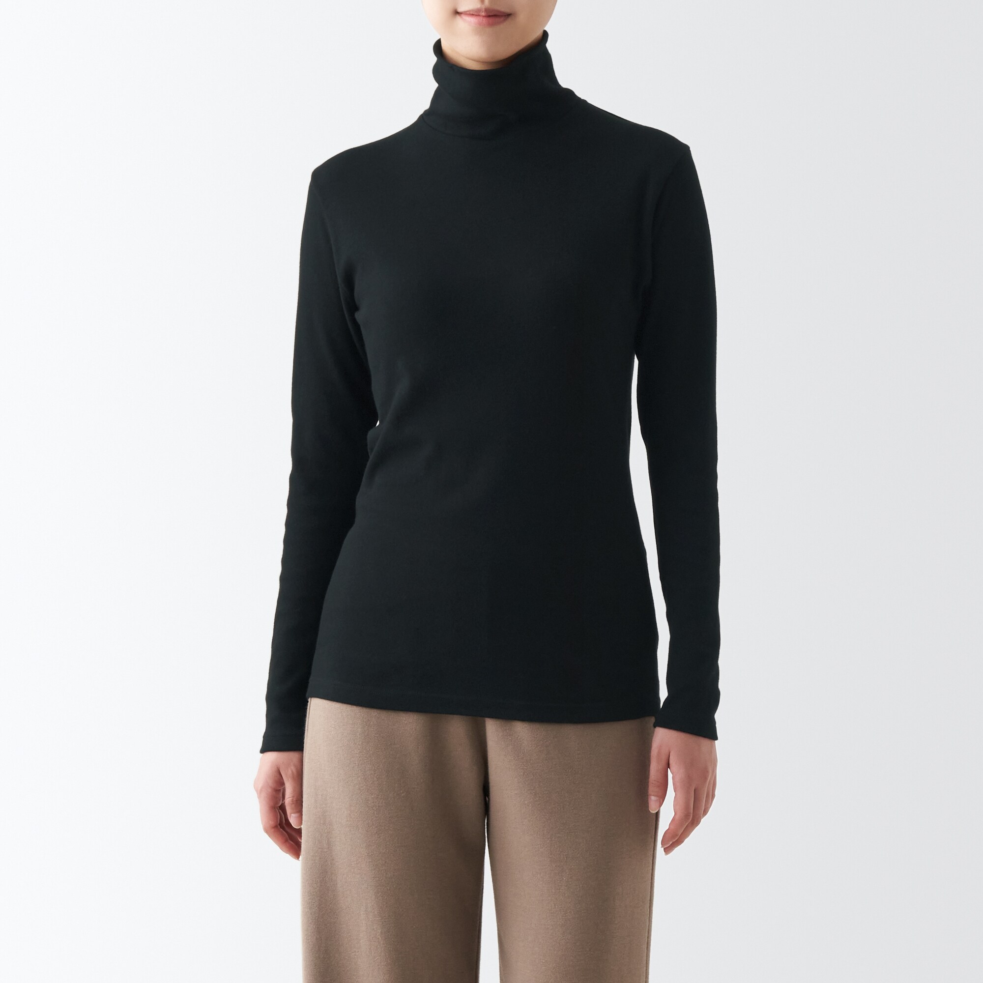 あったか綿　厚手　タートルネック長袖Ｔシャツ