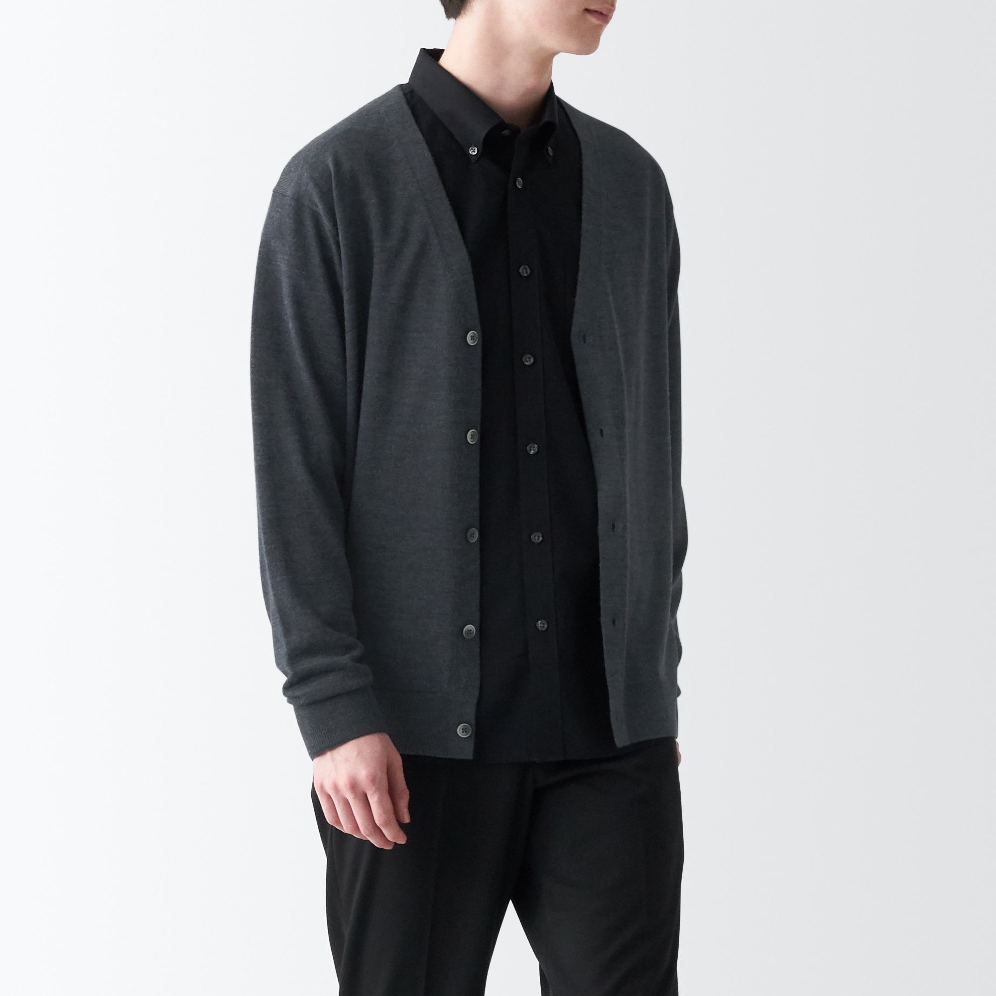 洗えるウールハイゲージＶネックカーディガン