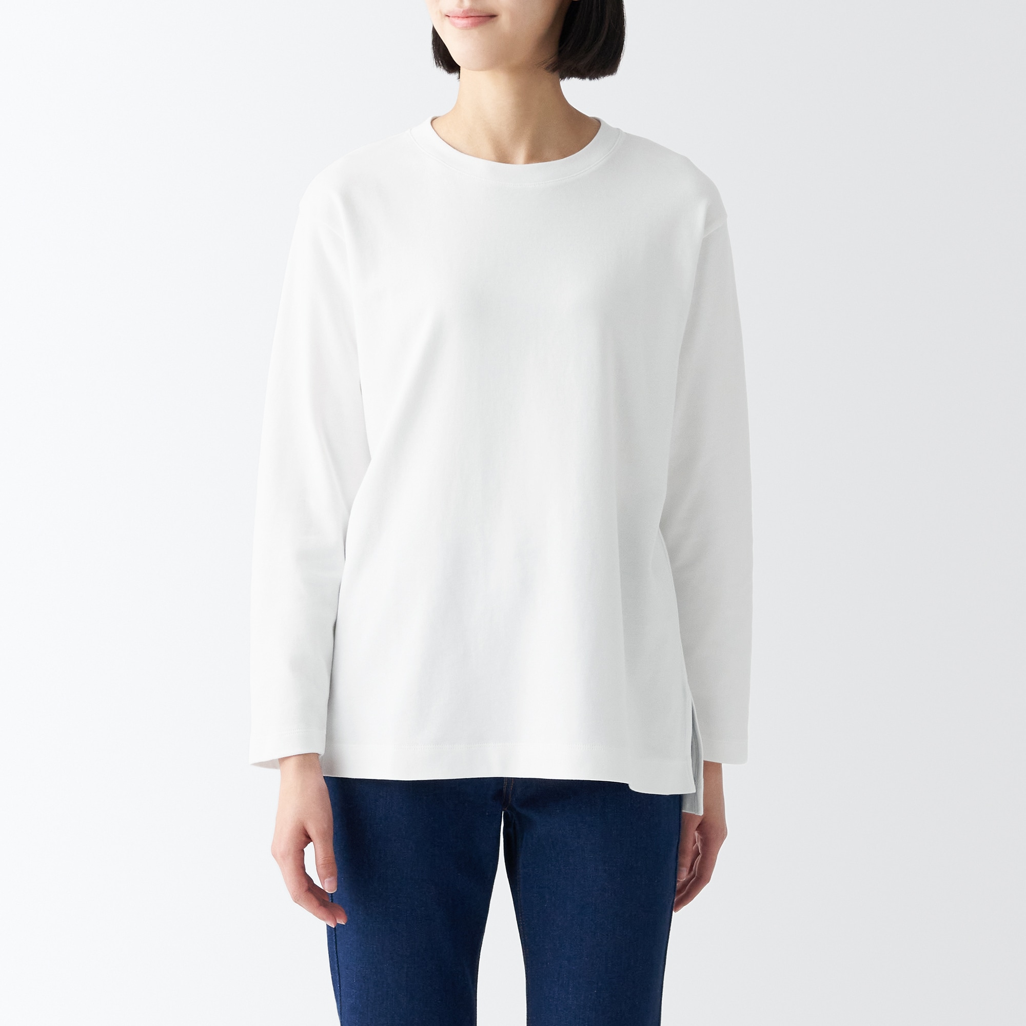 スムース編みロング丈長袖Ｔシャツ