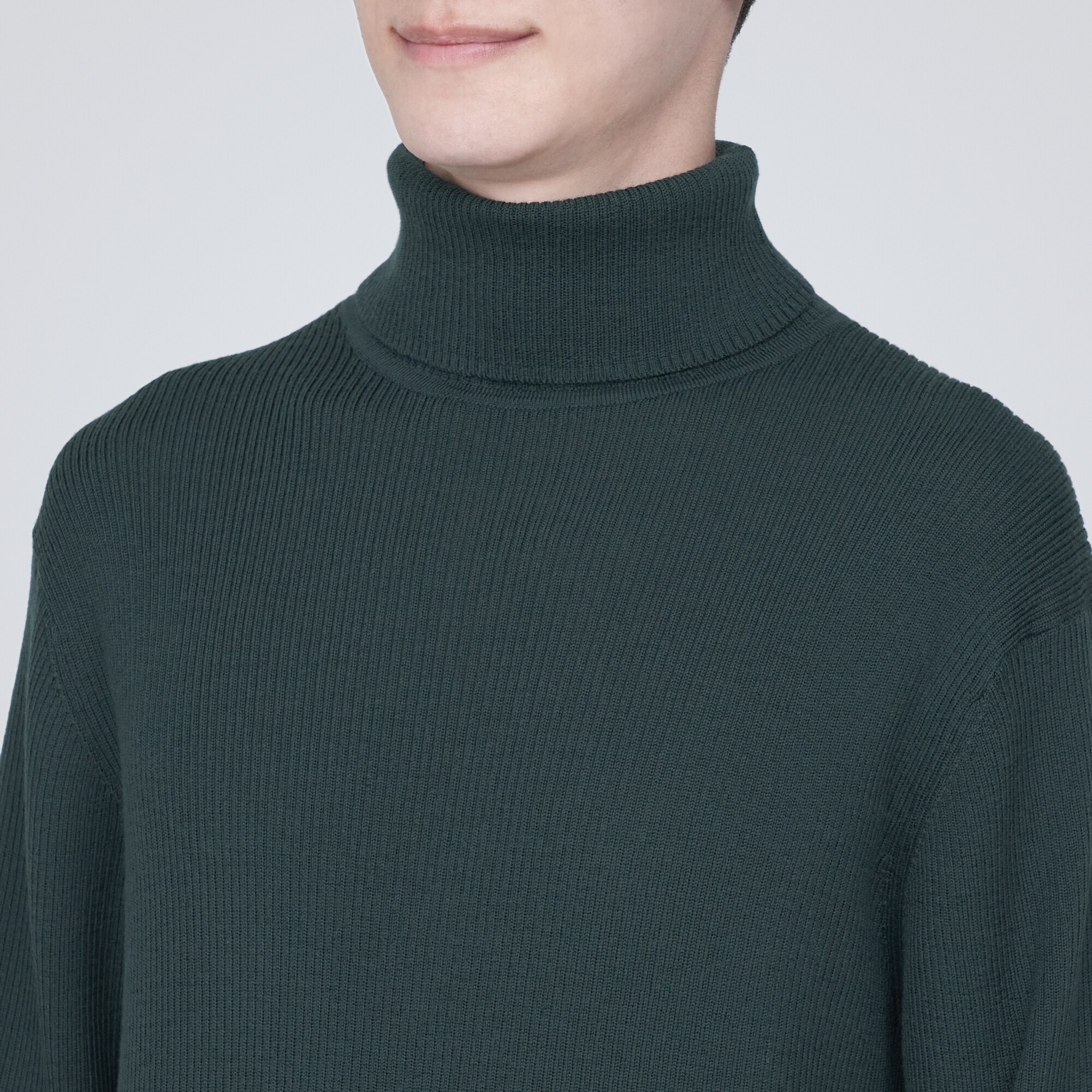 洗えるウールリブタートルネックセーター