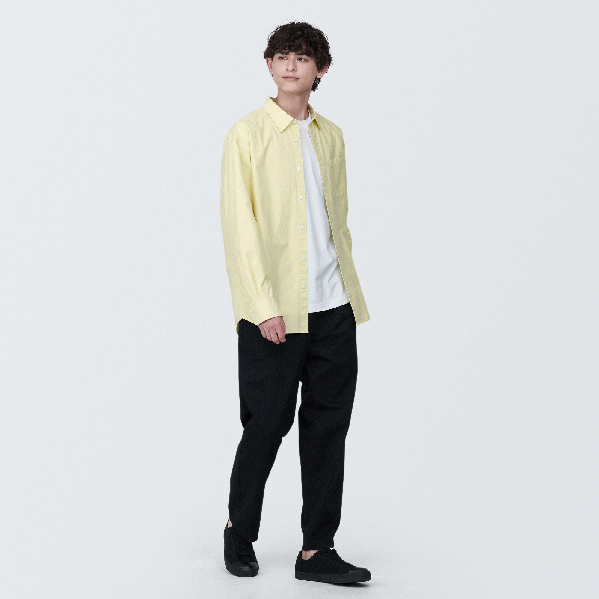 紳士　洗いざらしブロード長袖シャツ